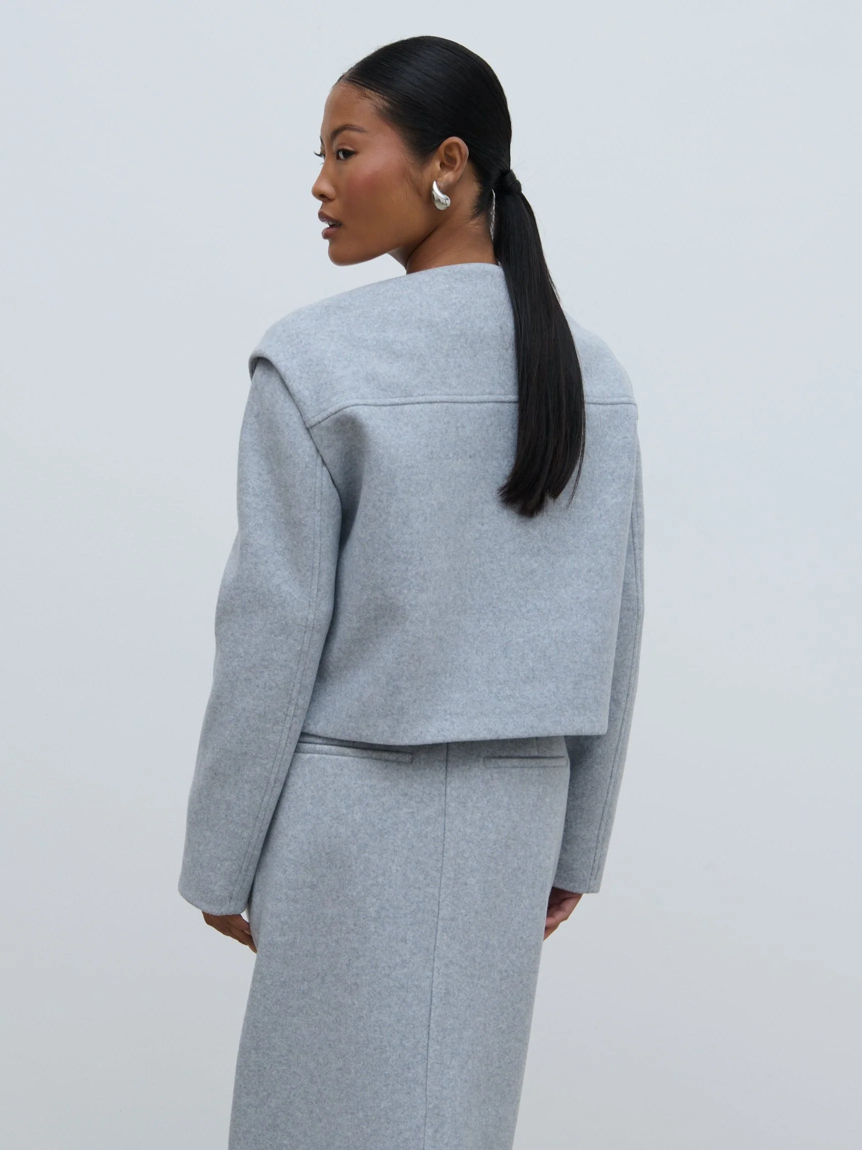 Rudy Cropped Boxy Jacket - Grey Marl - Image 5