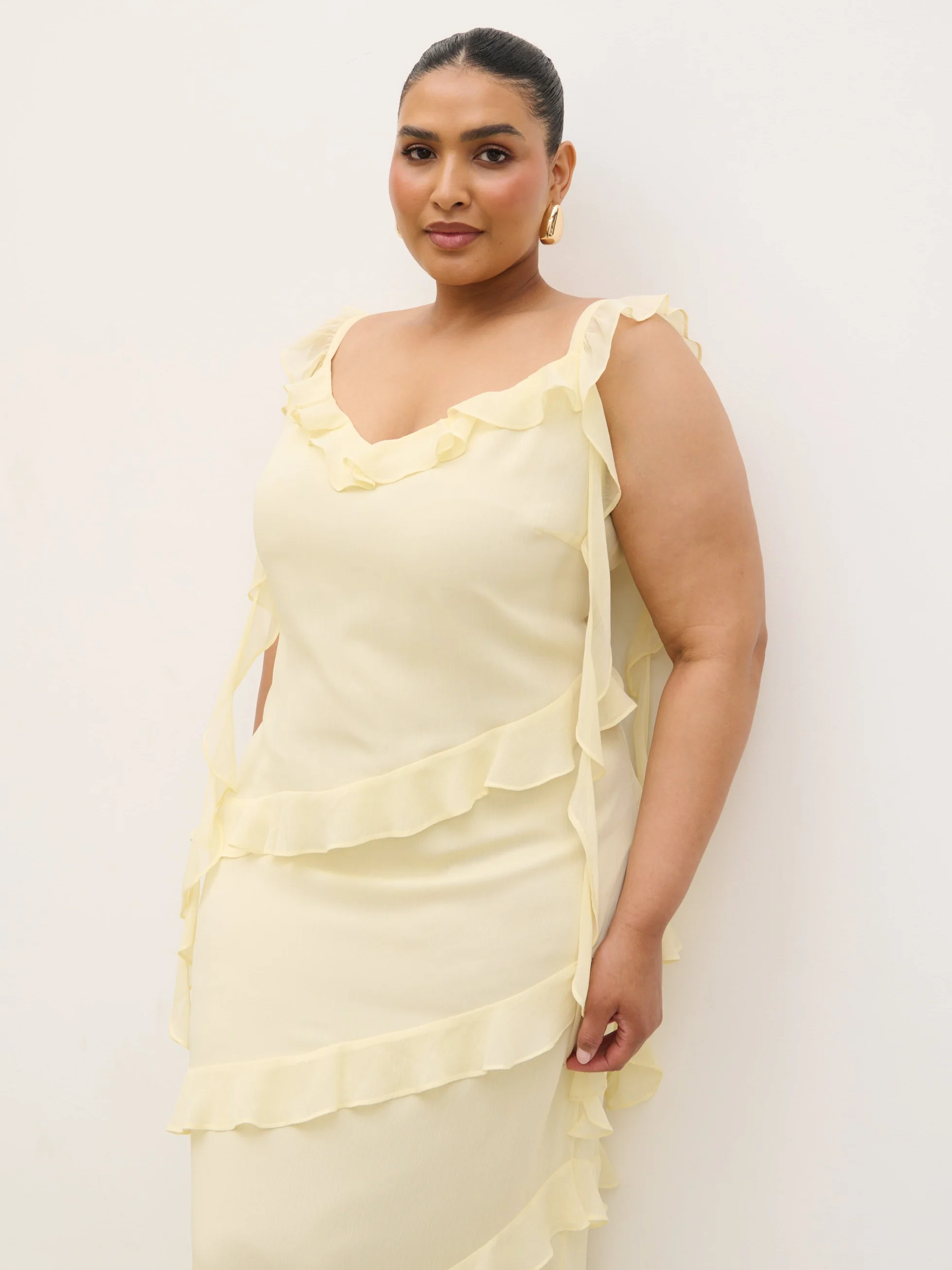 Rue Ruffle Maxi Dress Curve - Lemon - Image 6