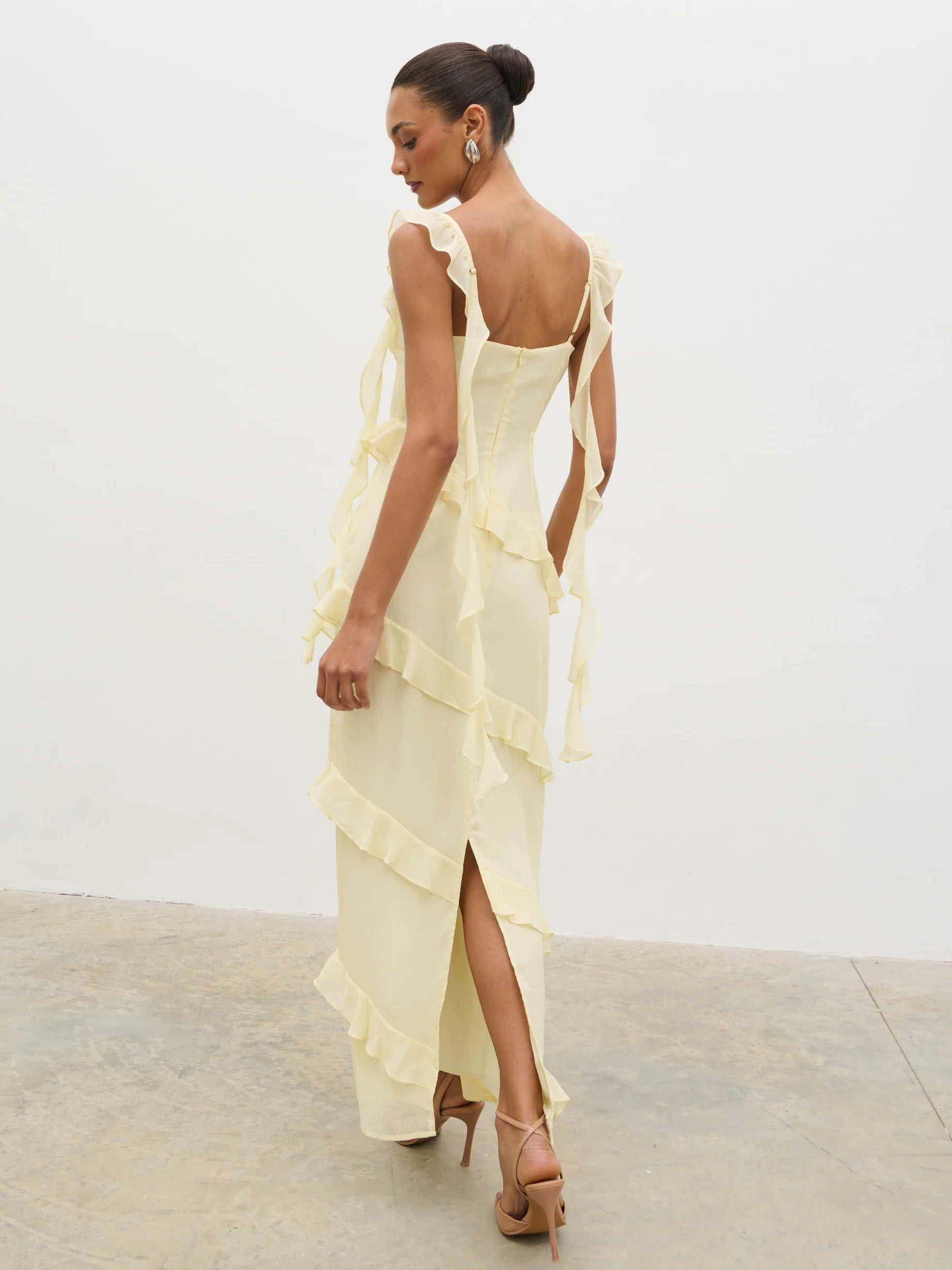 Rue Ruffle Maxi Dress - Lemon - Image 3
