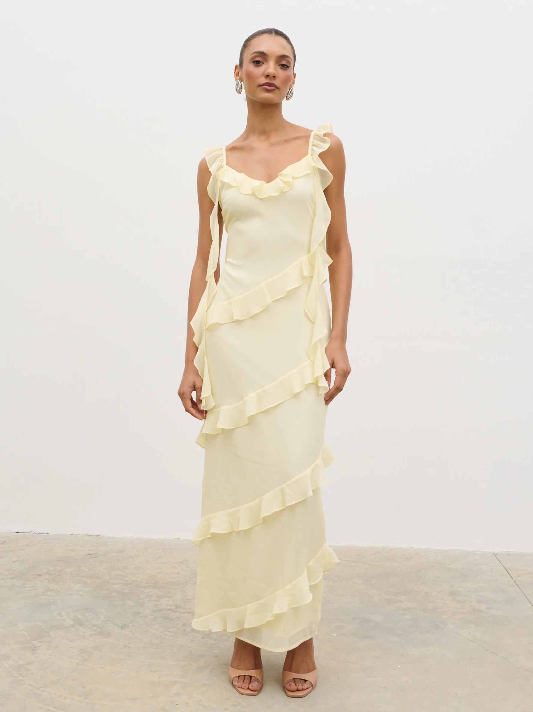 Rue Ruffle Maxi Dress - Lemon - Image 4