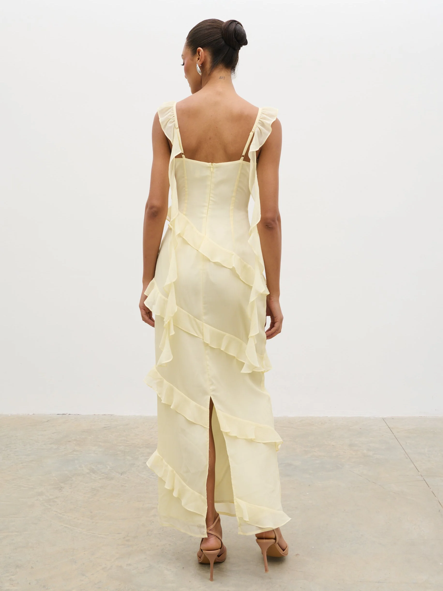 Rue Ruffle Maxi Dress - Lemon - Image 6