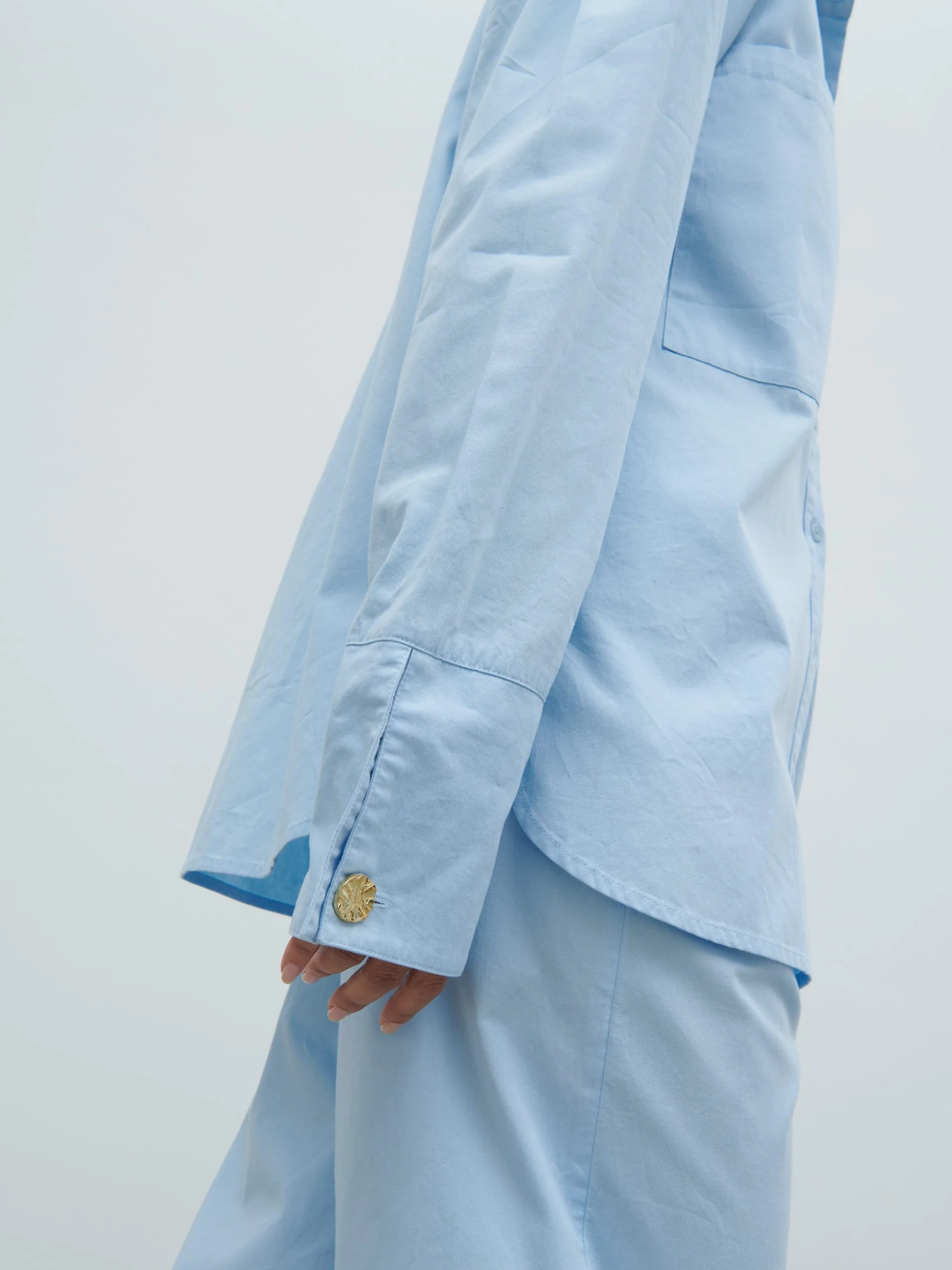 Ryleigh Cotton Poplin Shirt - Light Blue - Image 5