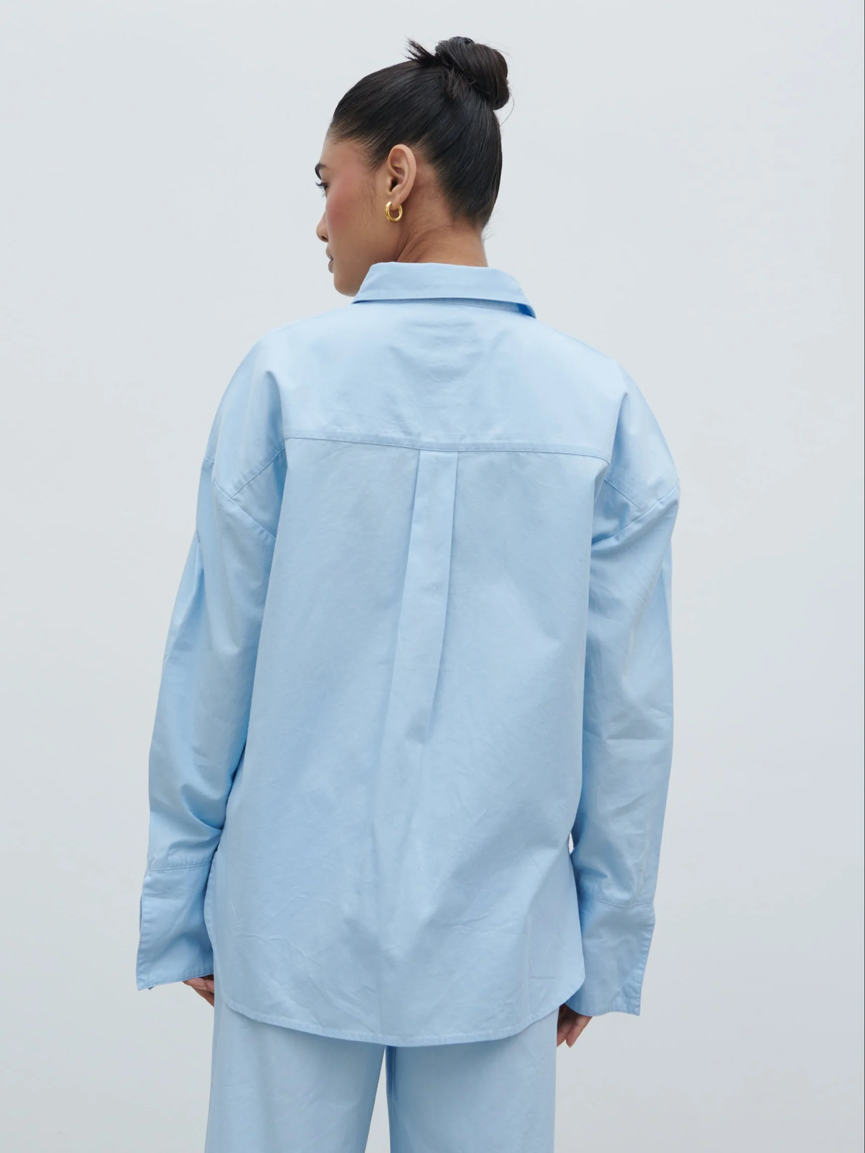 Ryleigh Cotton Poplin Shirt - Light Blue - Image 7