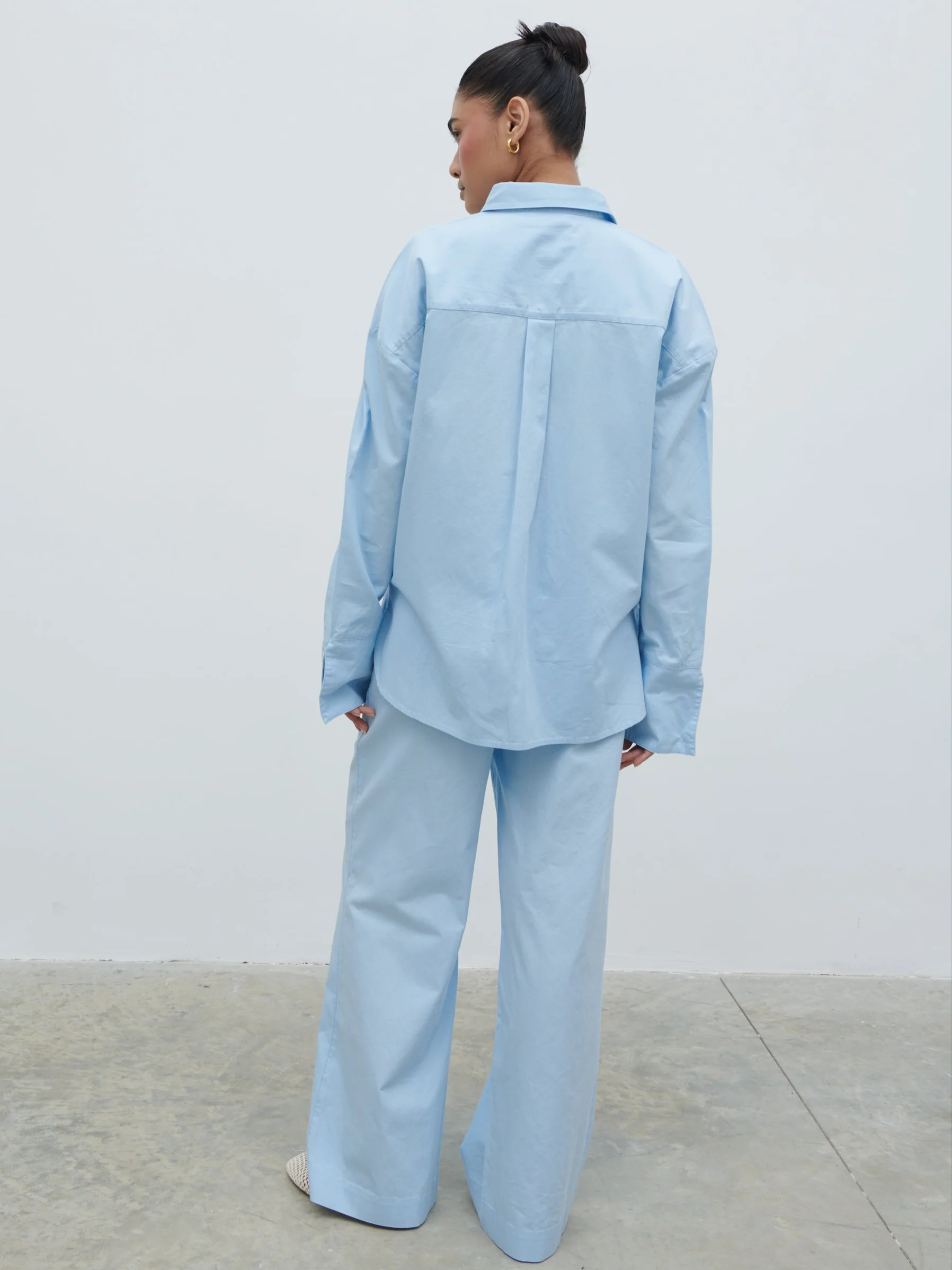 Ryleigh Cotton Poplin Shirt - Light Blue - Image 8