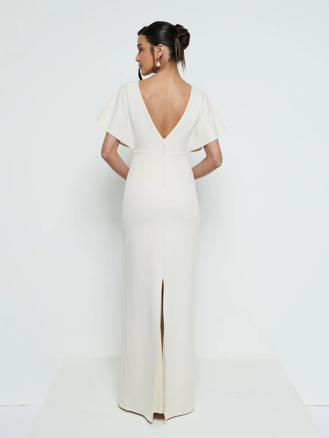 Sadie Crepe Maxi Bridesmaid Dress - Champagne - Image 3