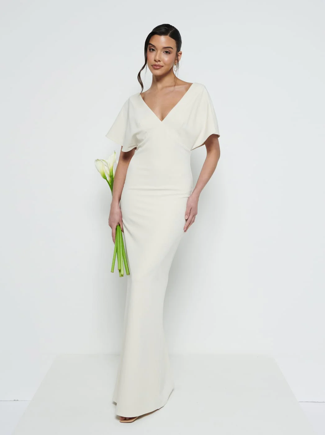 Sadie Crepe Maxi Bridesmaid Dress - Champagne - Image 4