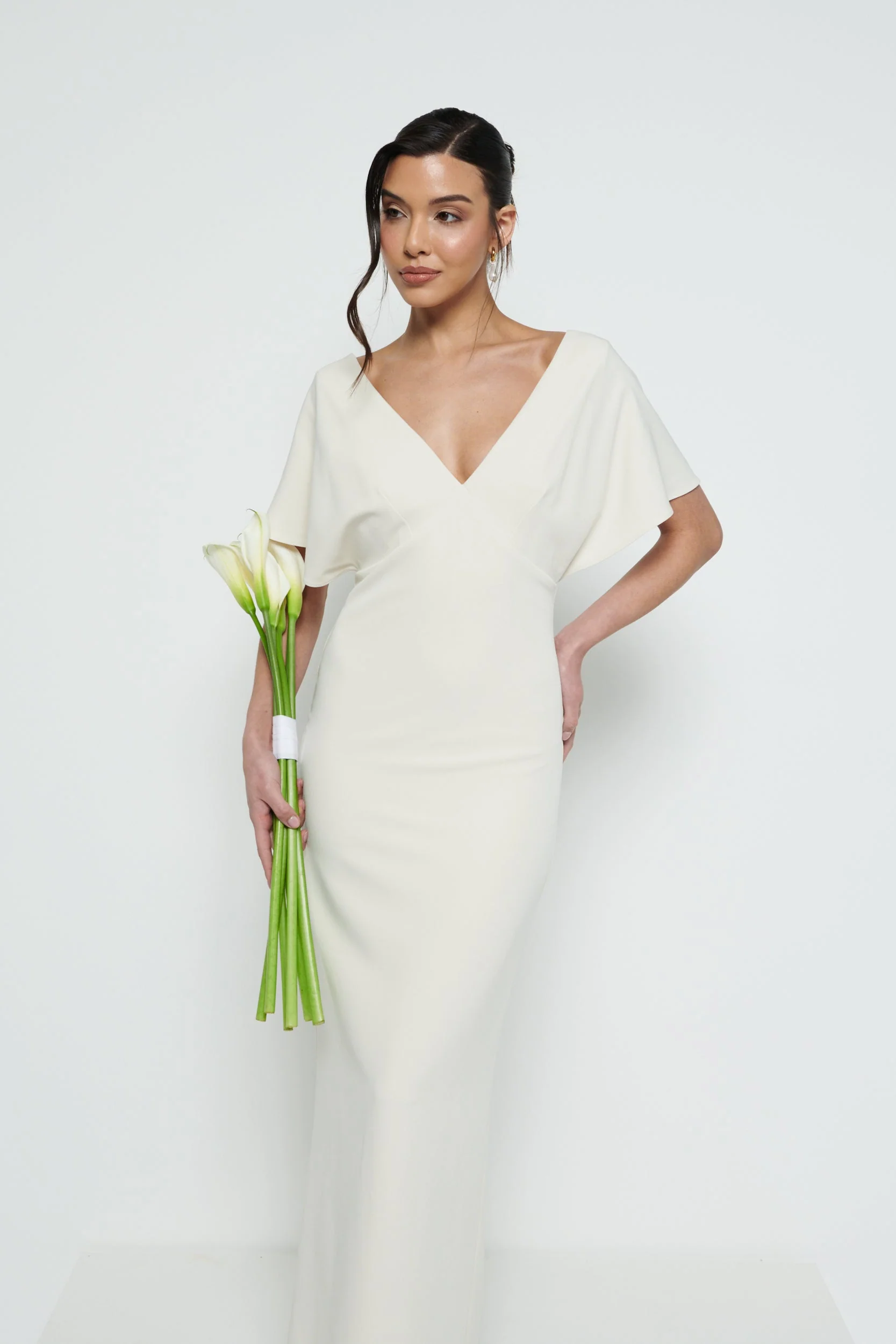 Sadie Crepe Maxi Bridesmaid Dress - Champagne - Image 5