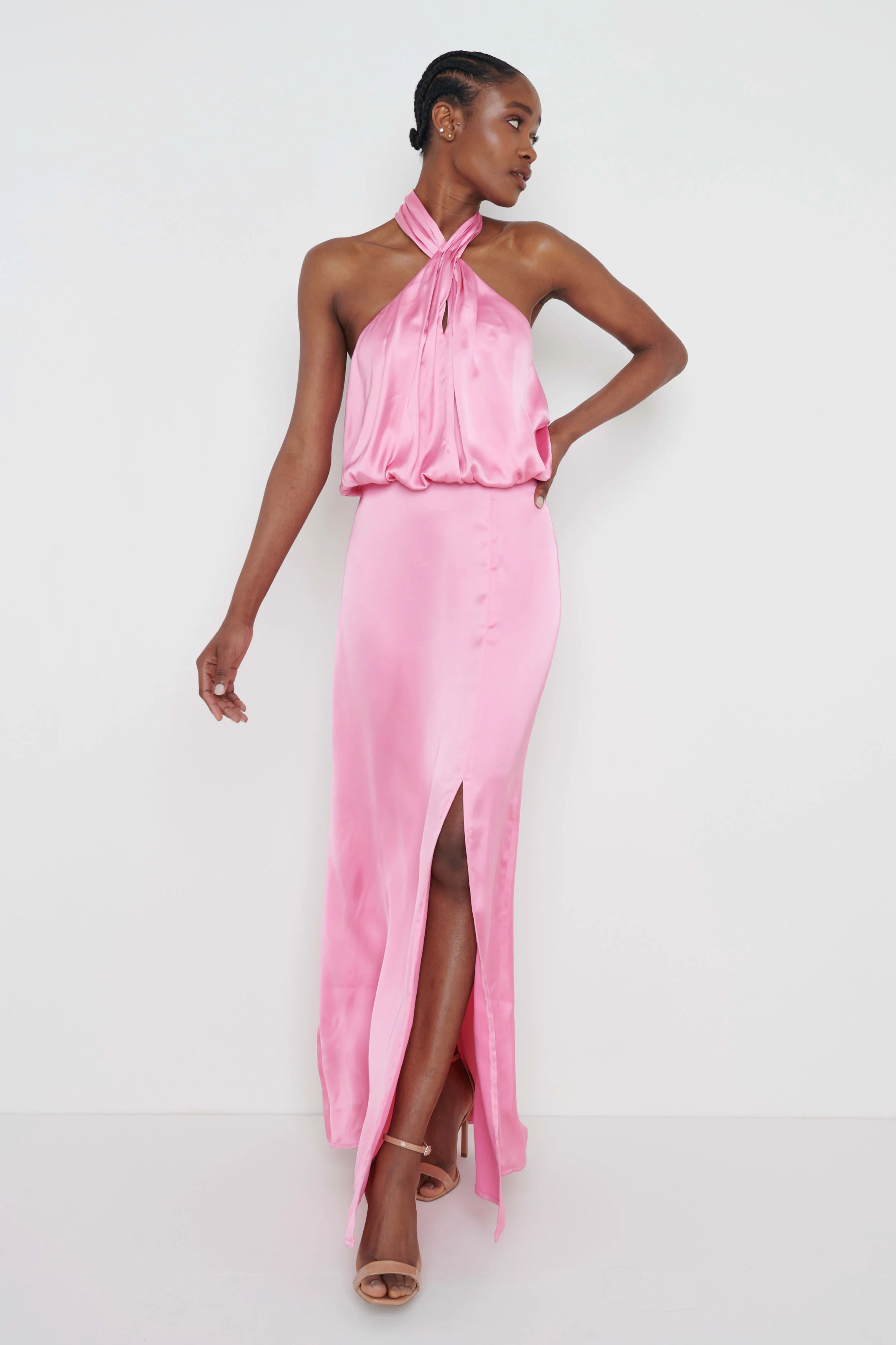 Sammie Knot Halter Neck Maxi Dress - Pink - Image 4