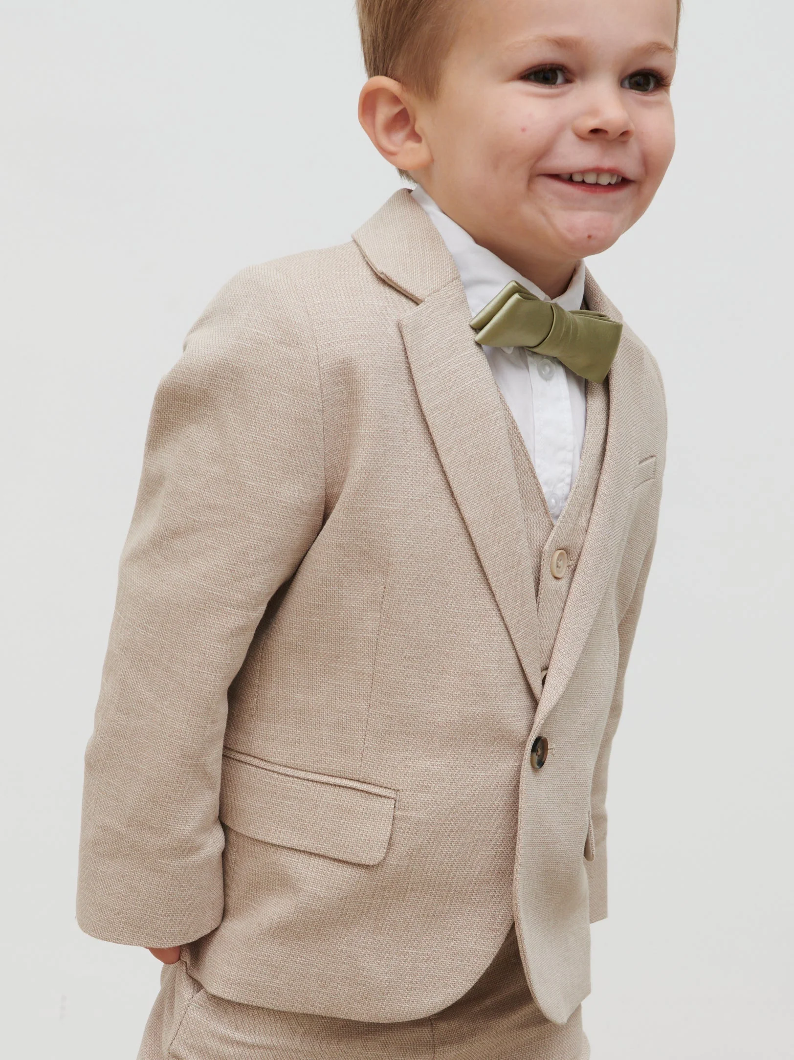 Satin Children's Bow Tie - Olive - Image 3
