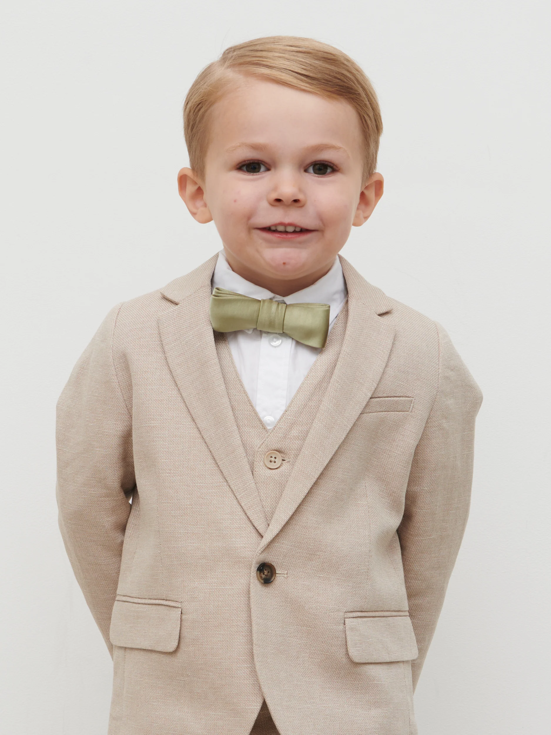 Satin Children's Bow Tie - Olive - Image 4