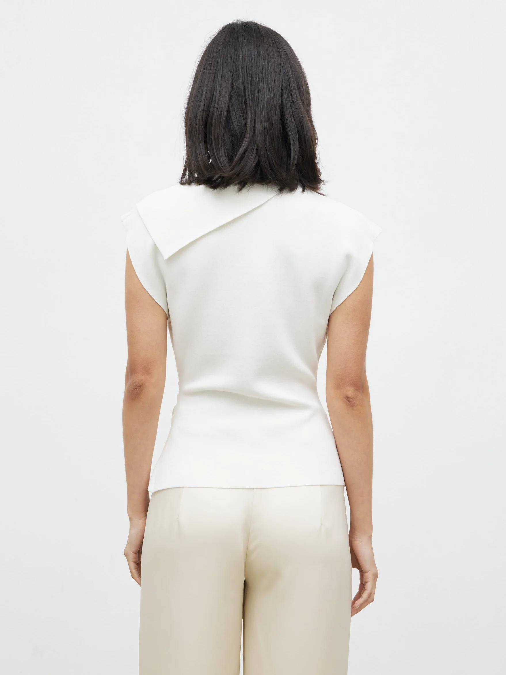 Saturn Contrast Neck Detail Knit Top - Cream - Image 7