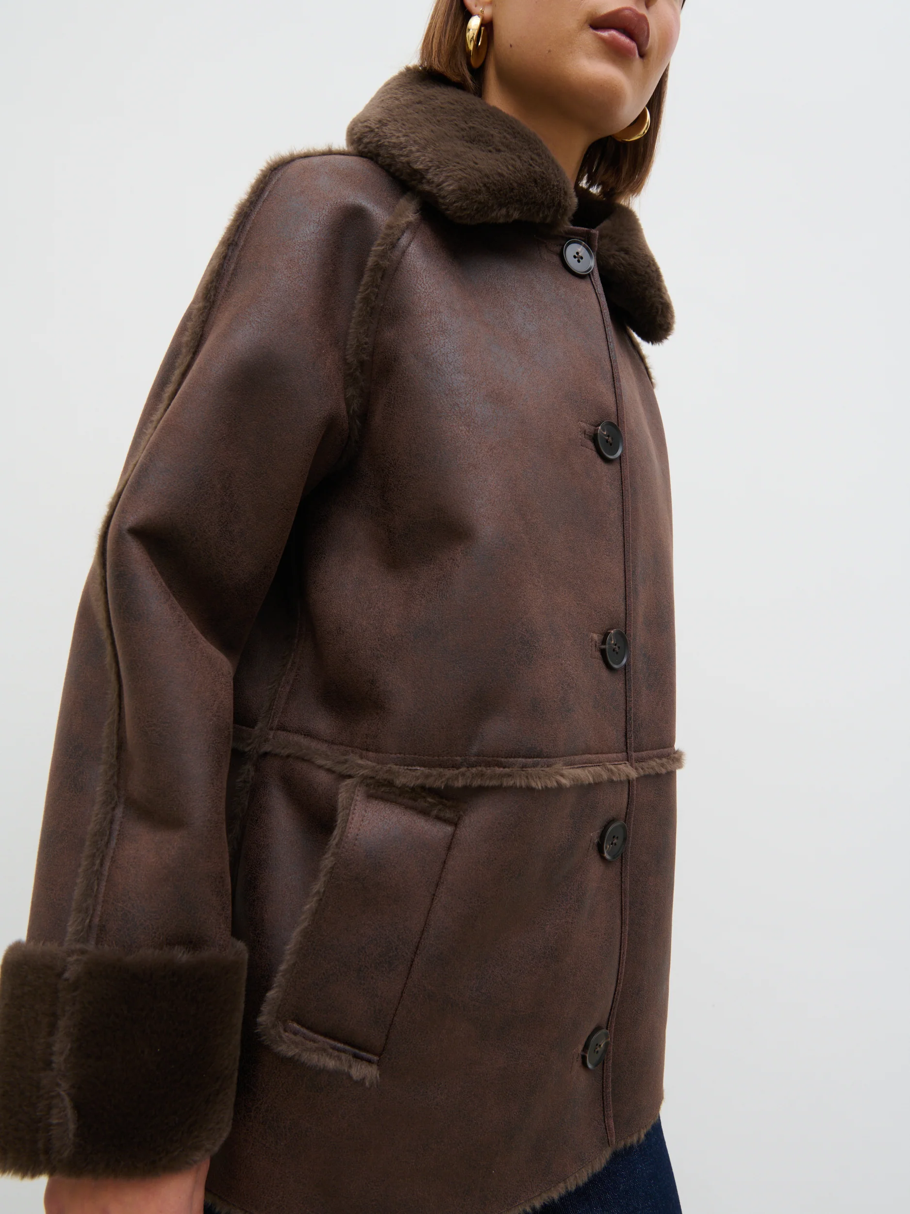Sawyer Aviator Coat - Brown - Image 3
