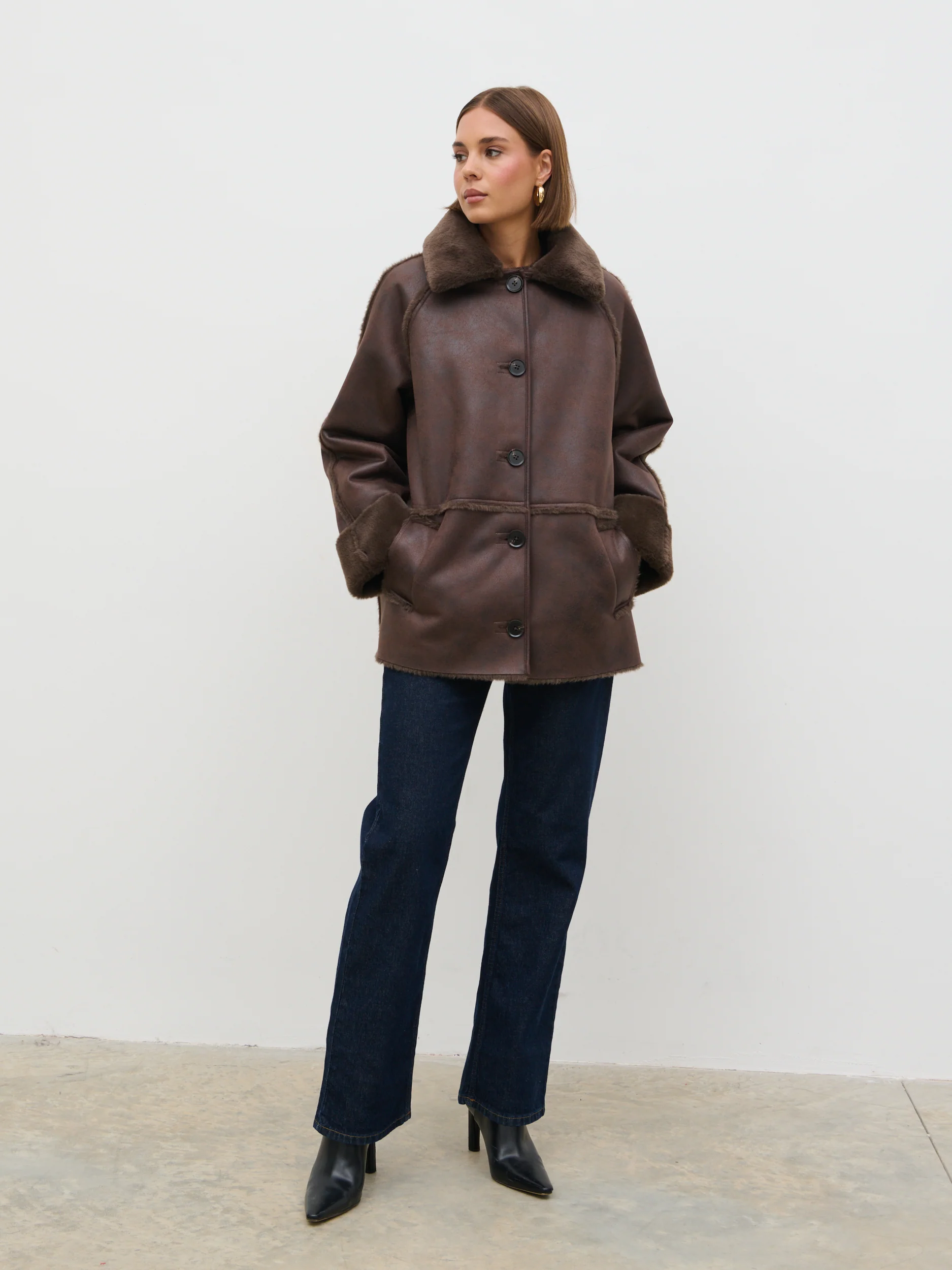 Sawyer Aviator Coat - Brown - Image 4