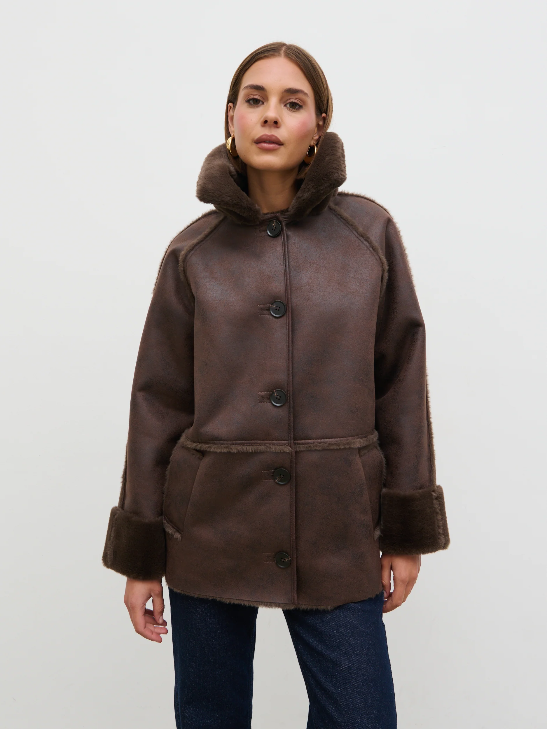 Sawyer Aviator Coat - Brown - Image 5