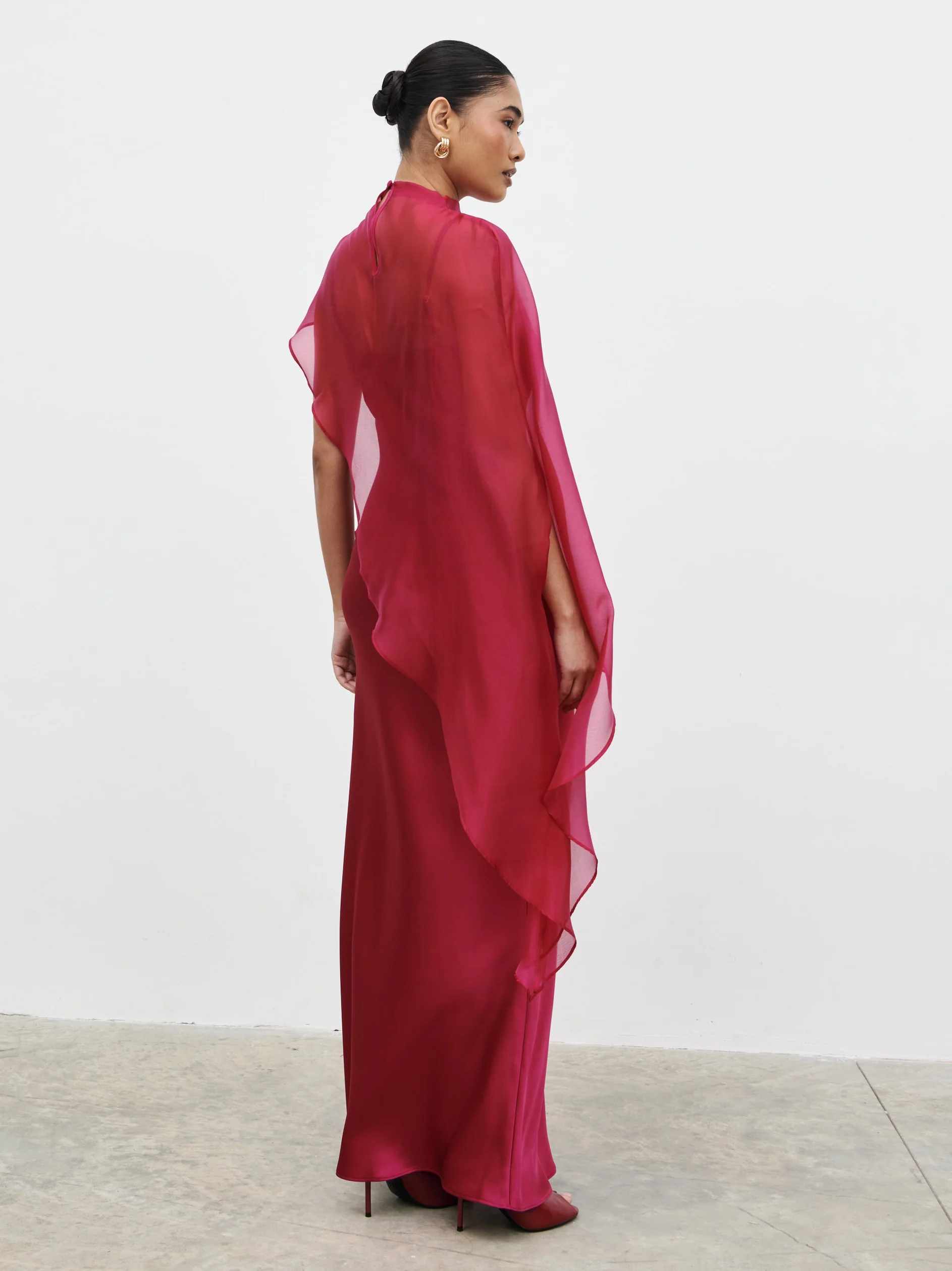 Saylor Cape Maxi Dress - Berry - Image 3