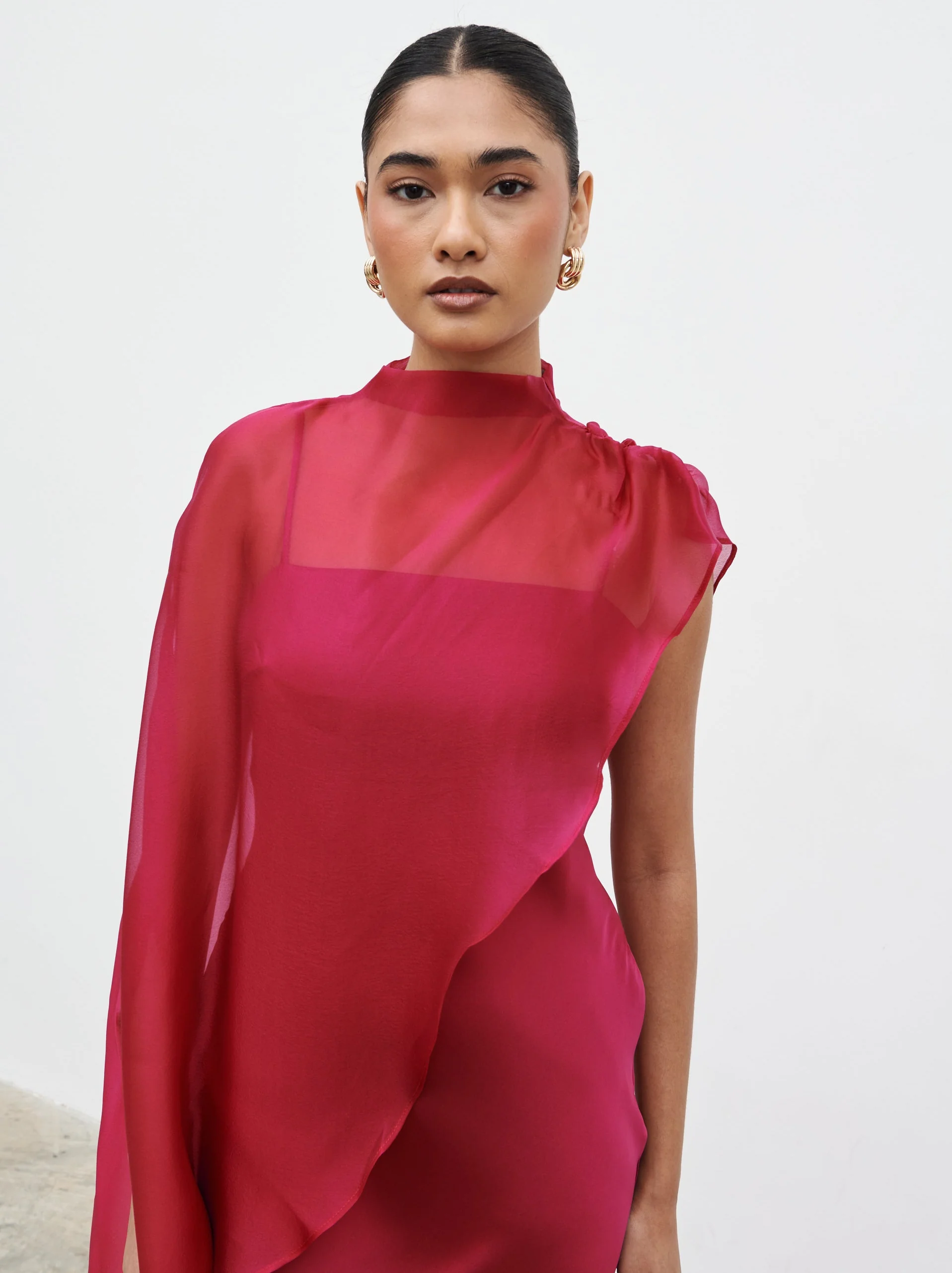 Saylor Cape Maxi Dress - Berry - Image 4