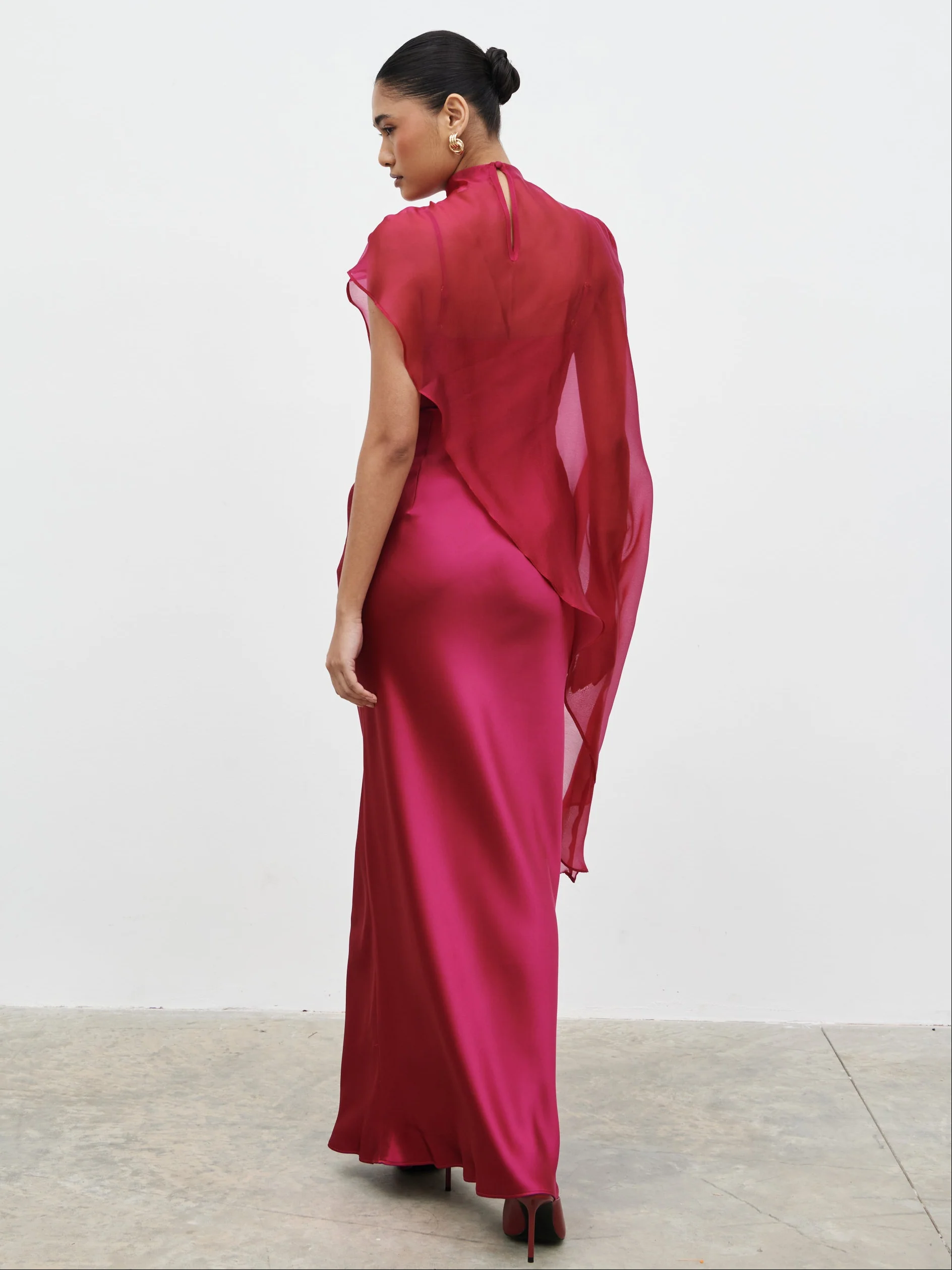Saylor Cape Maxi Dress - Berry - Image 5