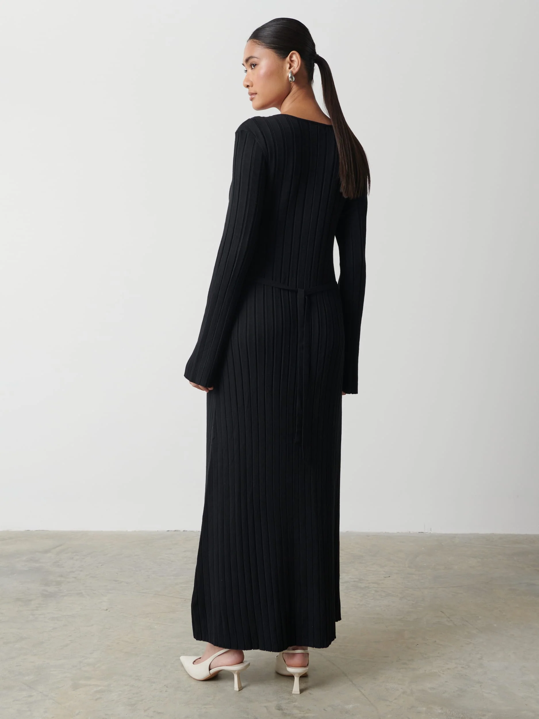 Scarlett Tie Knit Dress - Black - Image 4