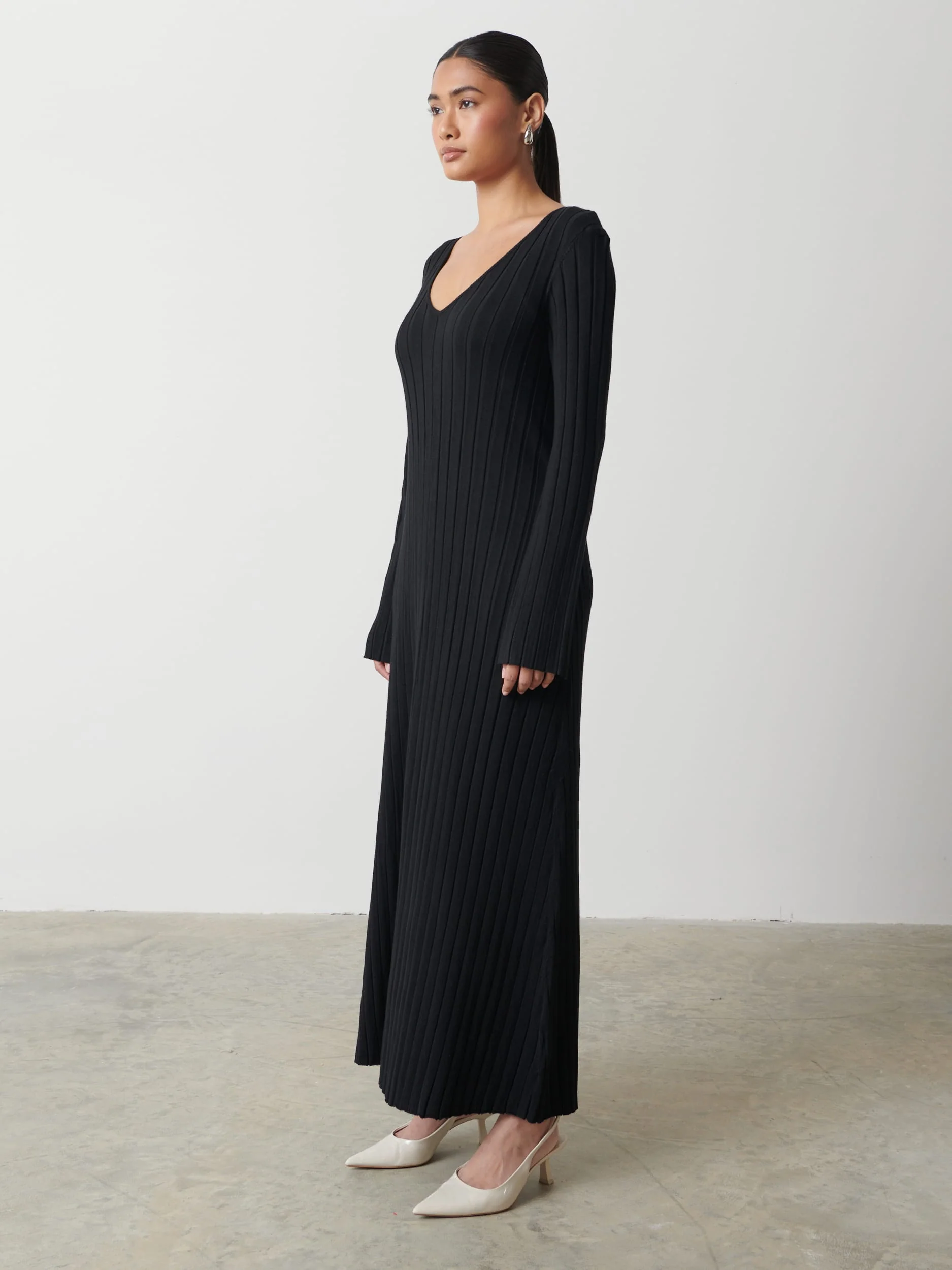 Scarlett Tie Knit Dress - Black - Image 5