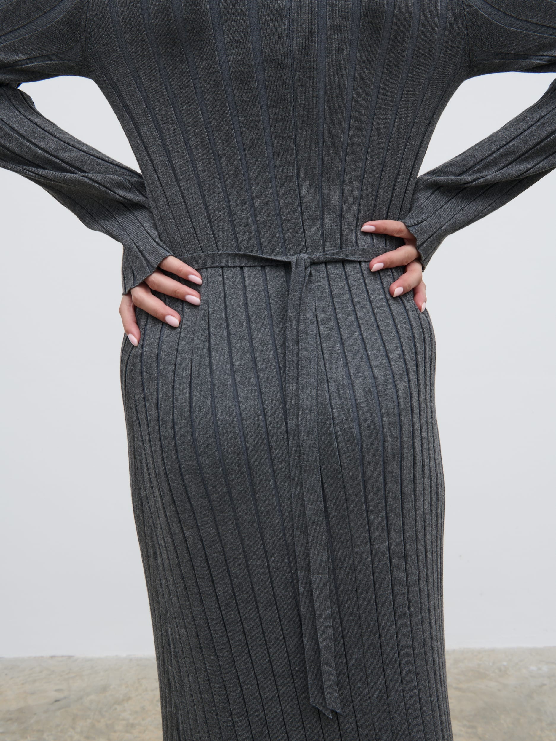Scarlett Tie Knit Dress - Charcoal - Image 5