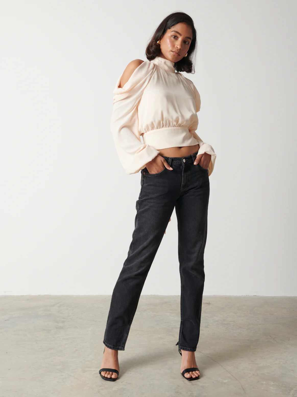 Selena Cold Shoulder Top - Pearl Ivory - Image 3