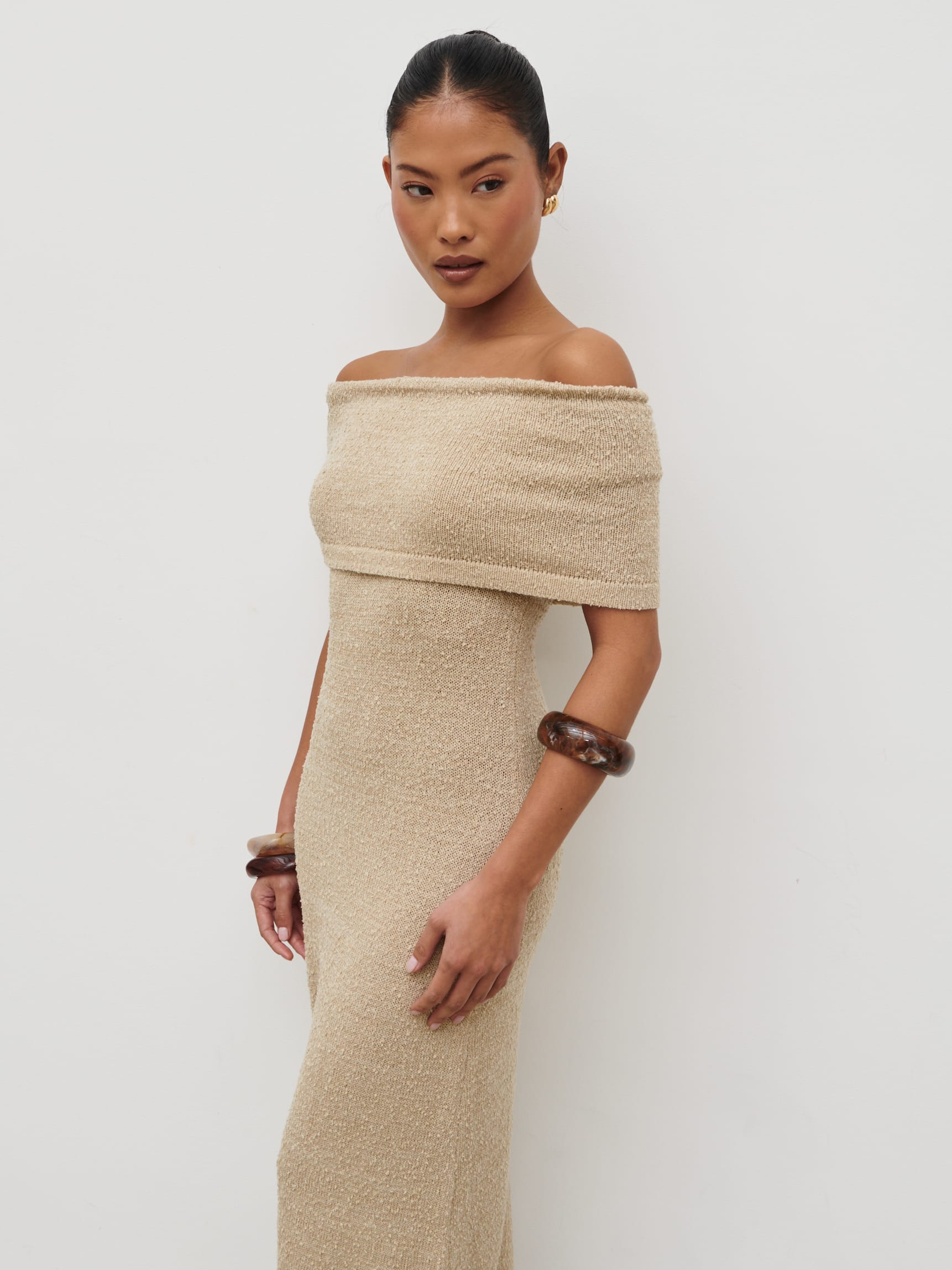 Selma Boucle Knit Maxi Dress - Stone - Image 5