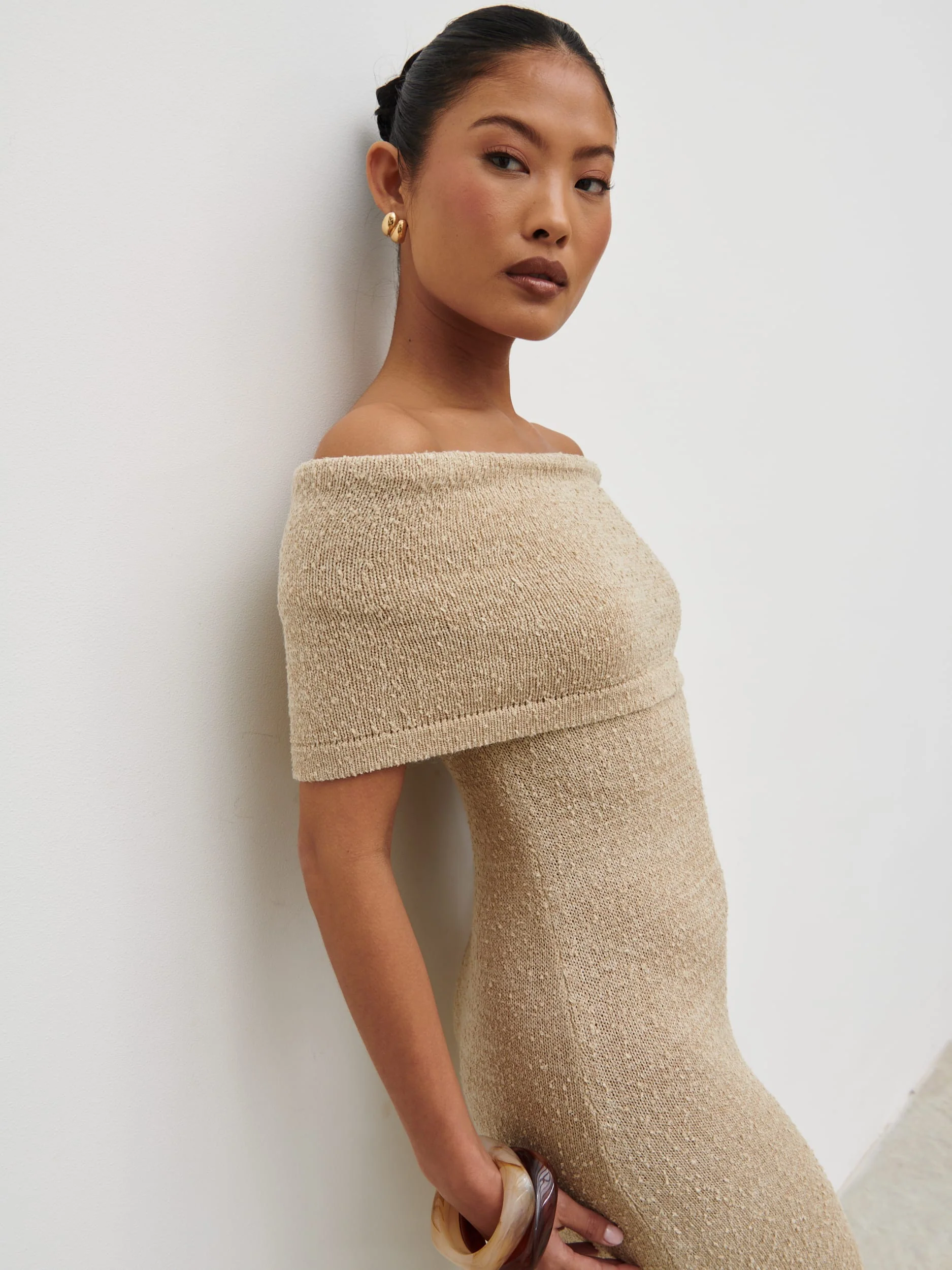Selma Boucle Knit Maxi Dress - Stone - Image 7
