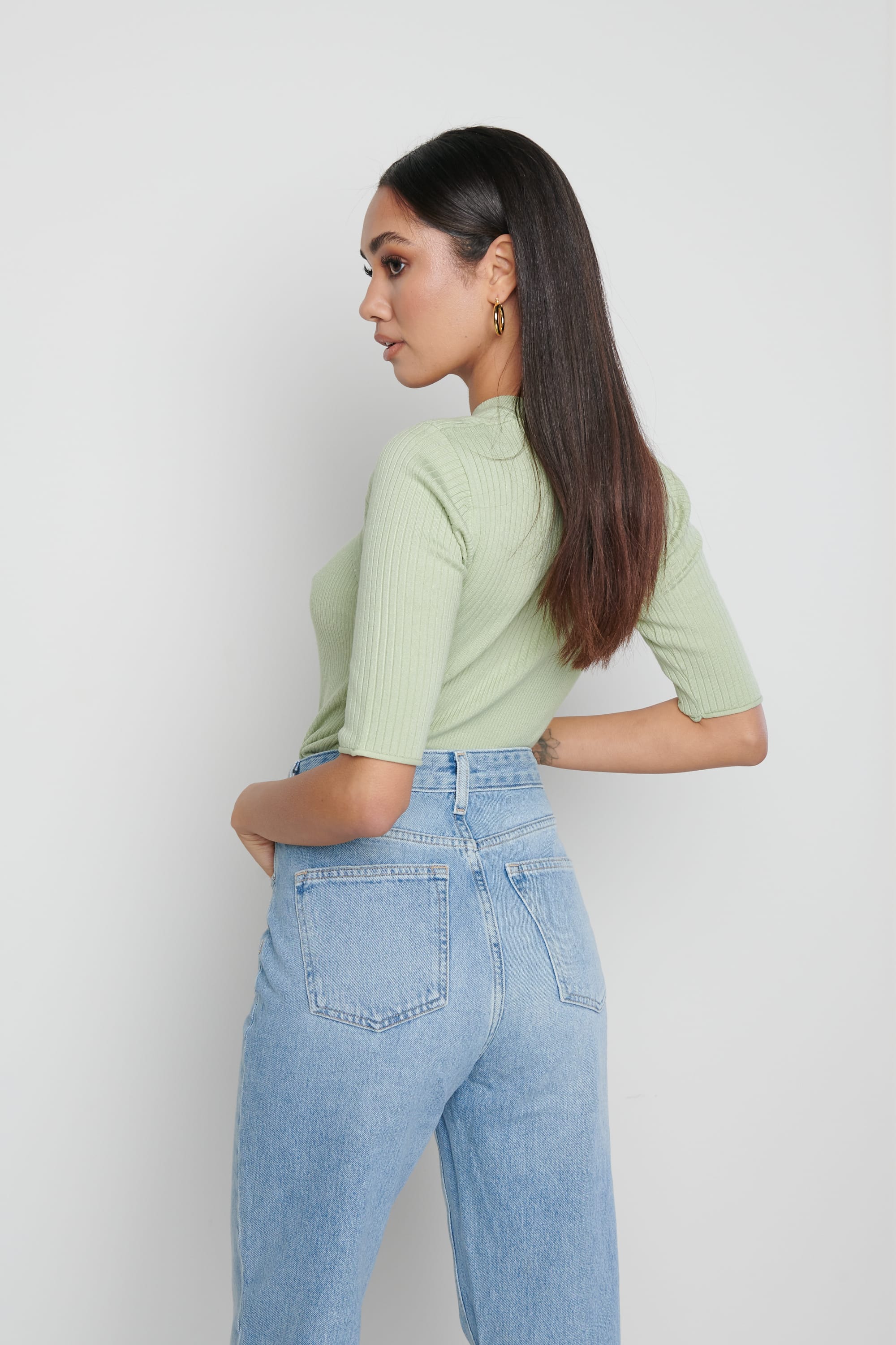 Serena Cut Out Knit Top - Mint - Image 6
