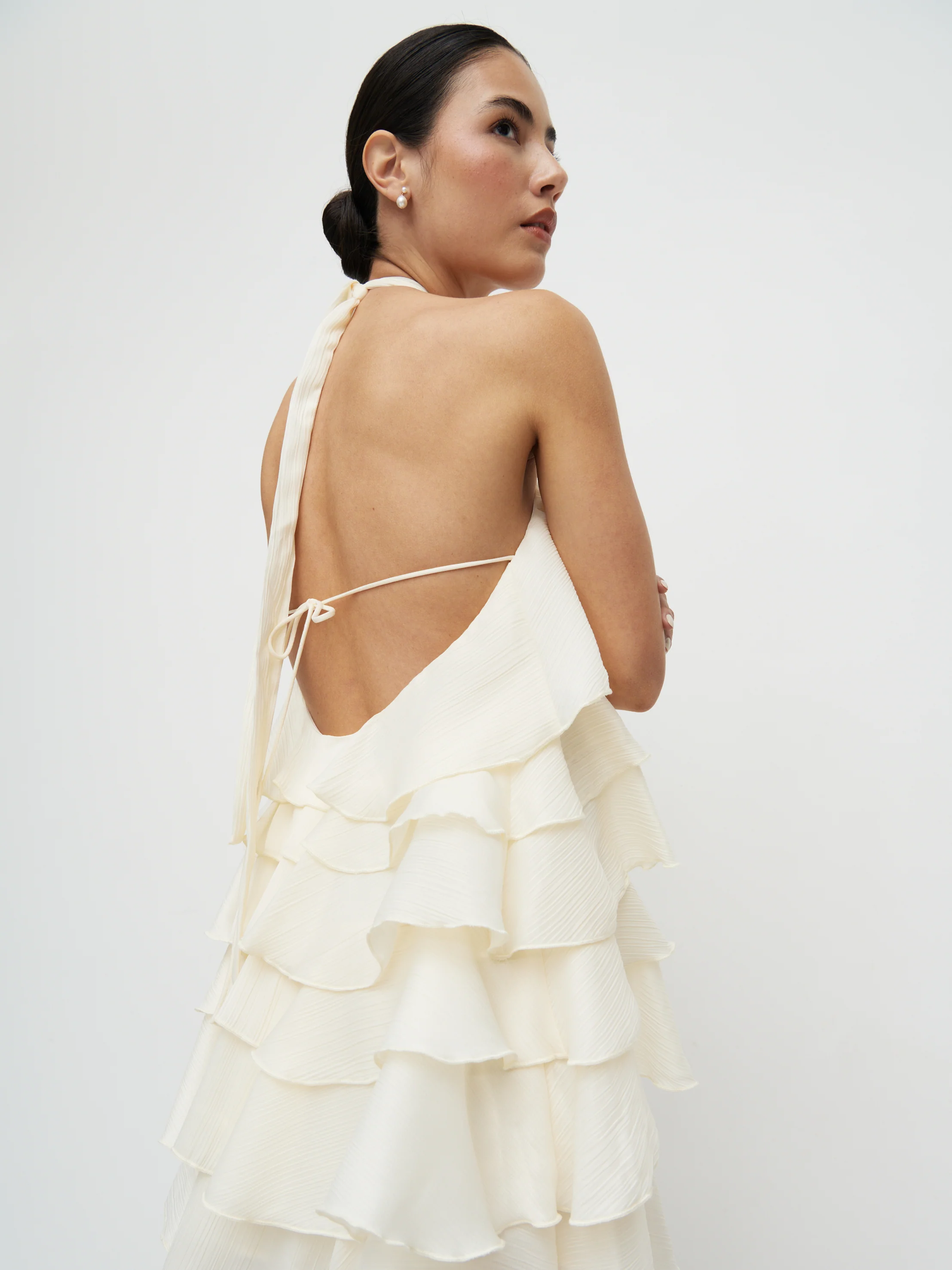 Seville Ruffle Corsage Mini Dress - Ivory - Image 7
