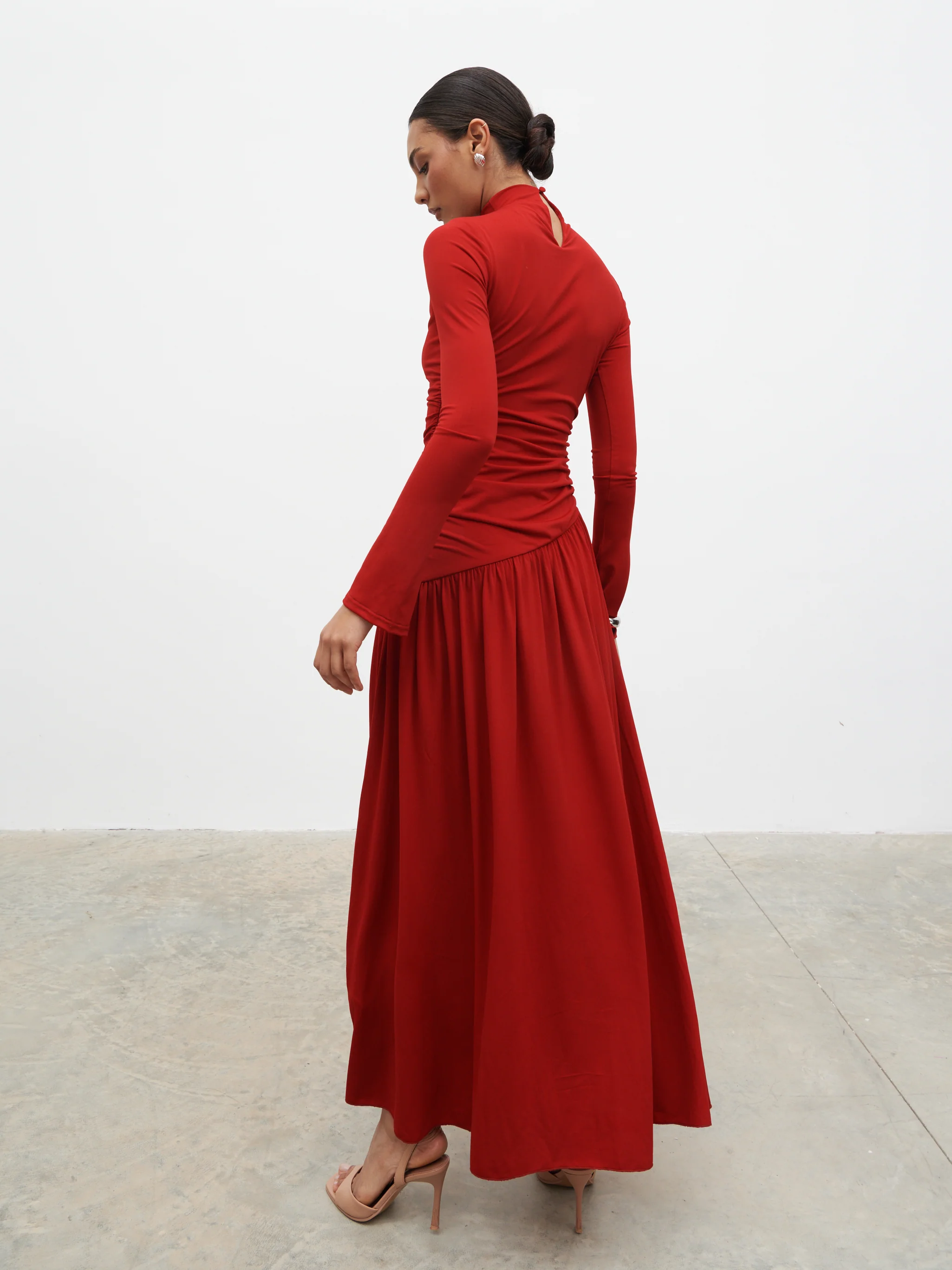 Shai Ruched Jersey Maxi Dress - Red - Image 7