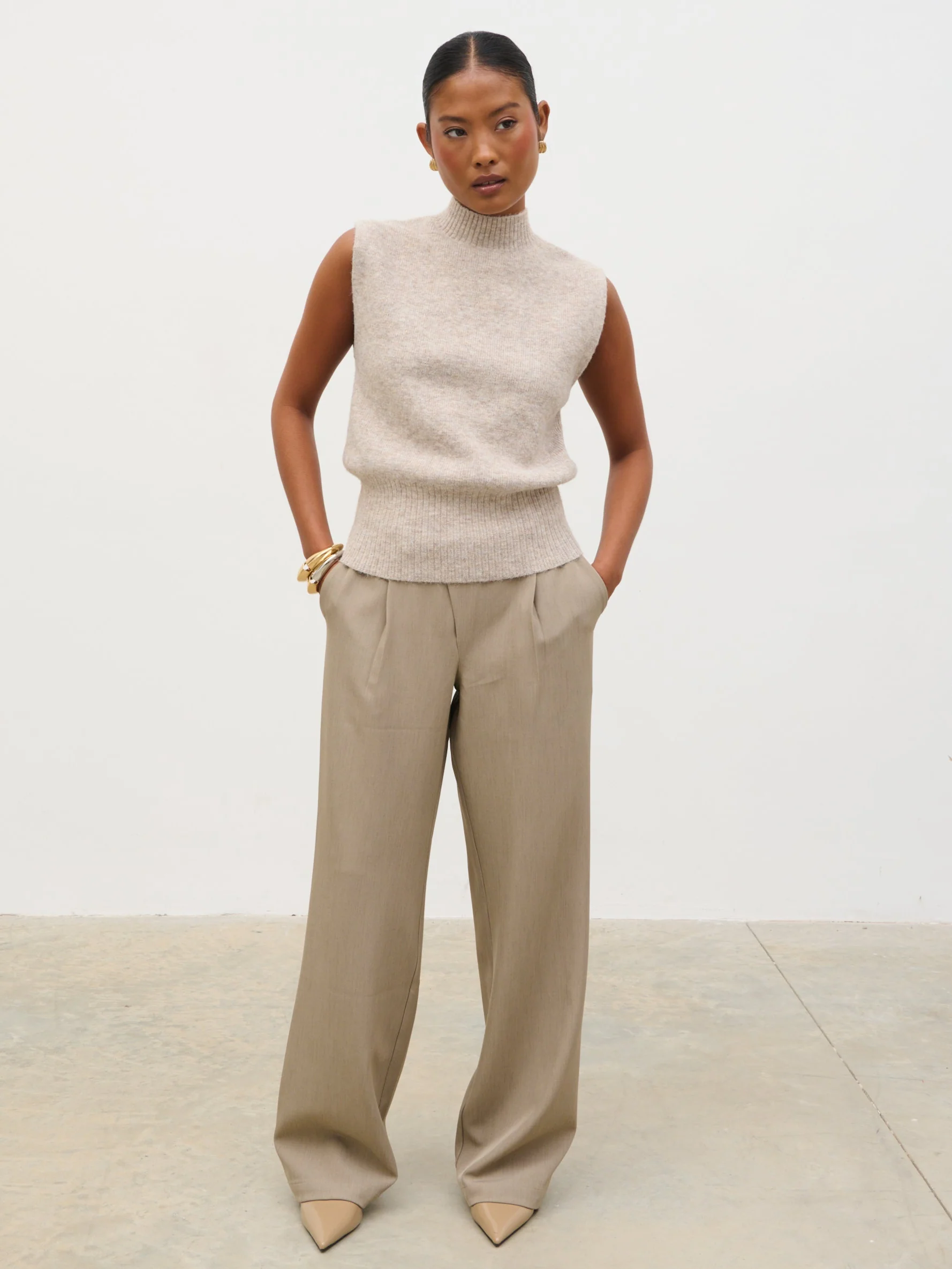 Shala High Neck Knit Top - Oatmeal - Image 7