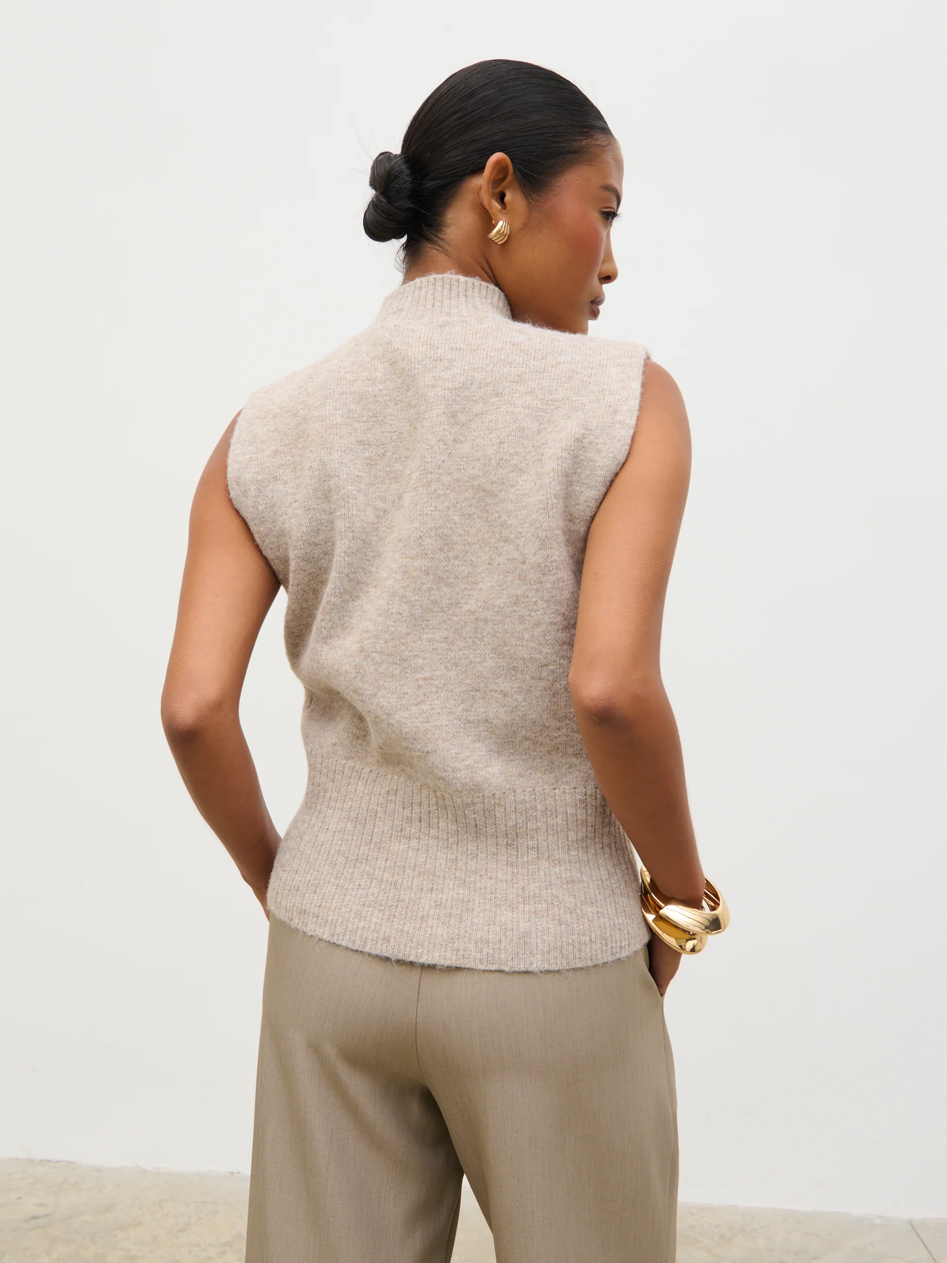 Shala High Neck Knit Top - Oatmeal - Image 8