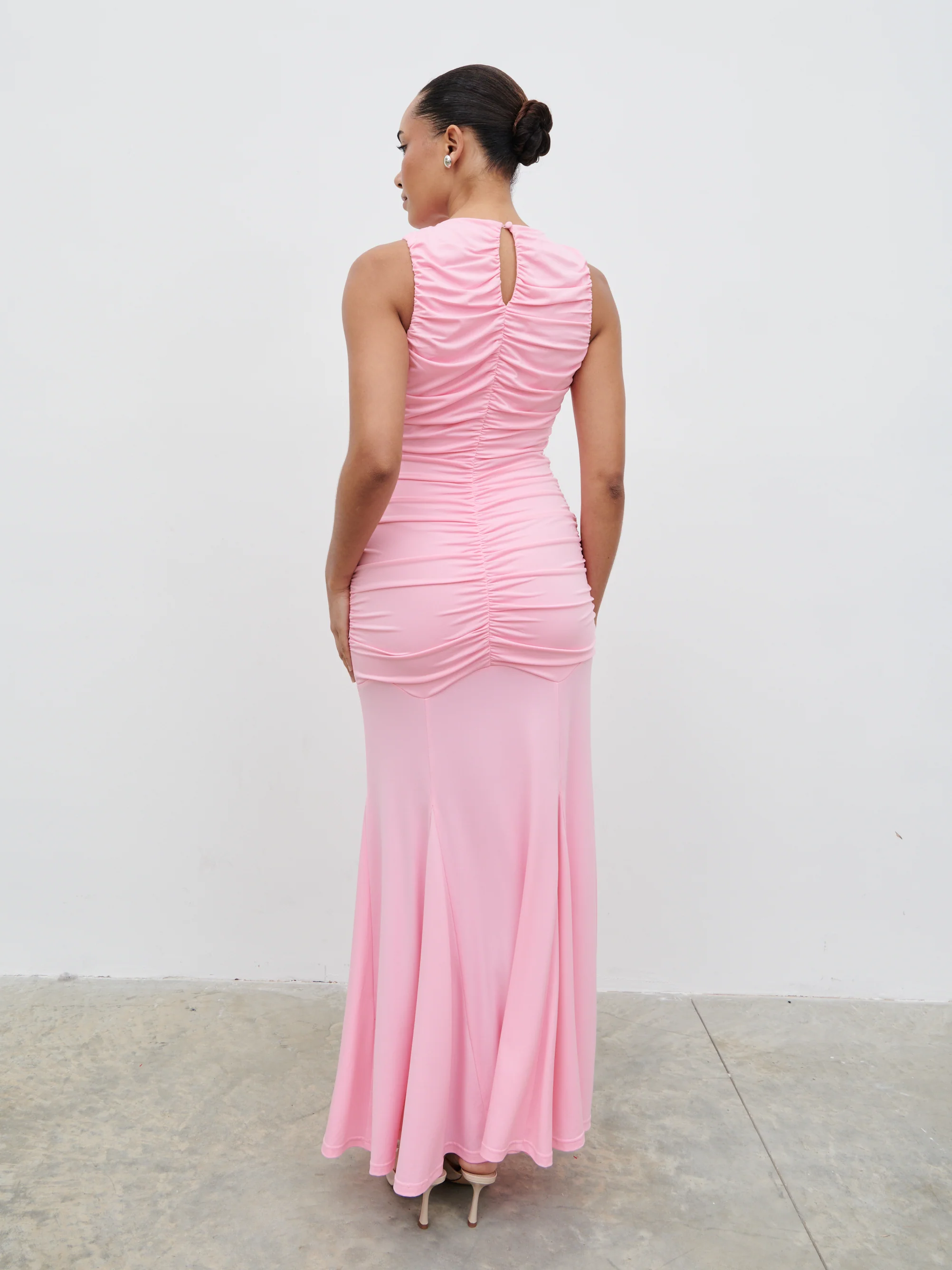 Shayla Ruched Cut Out Jersey Maxi Dress - Peony Pink - Image 6