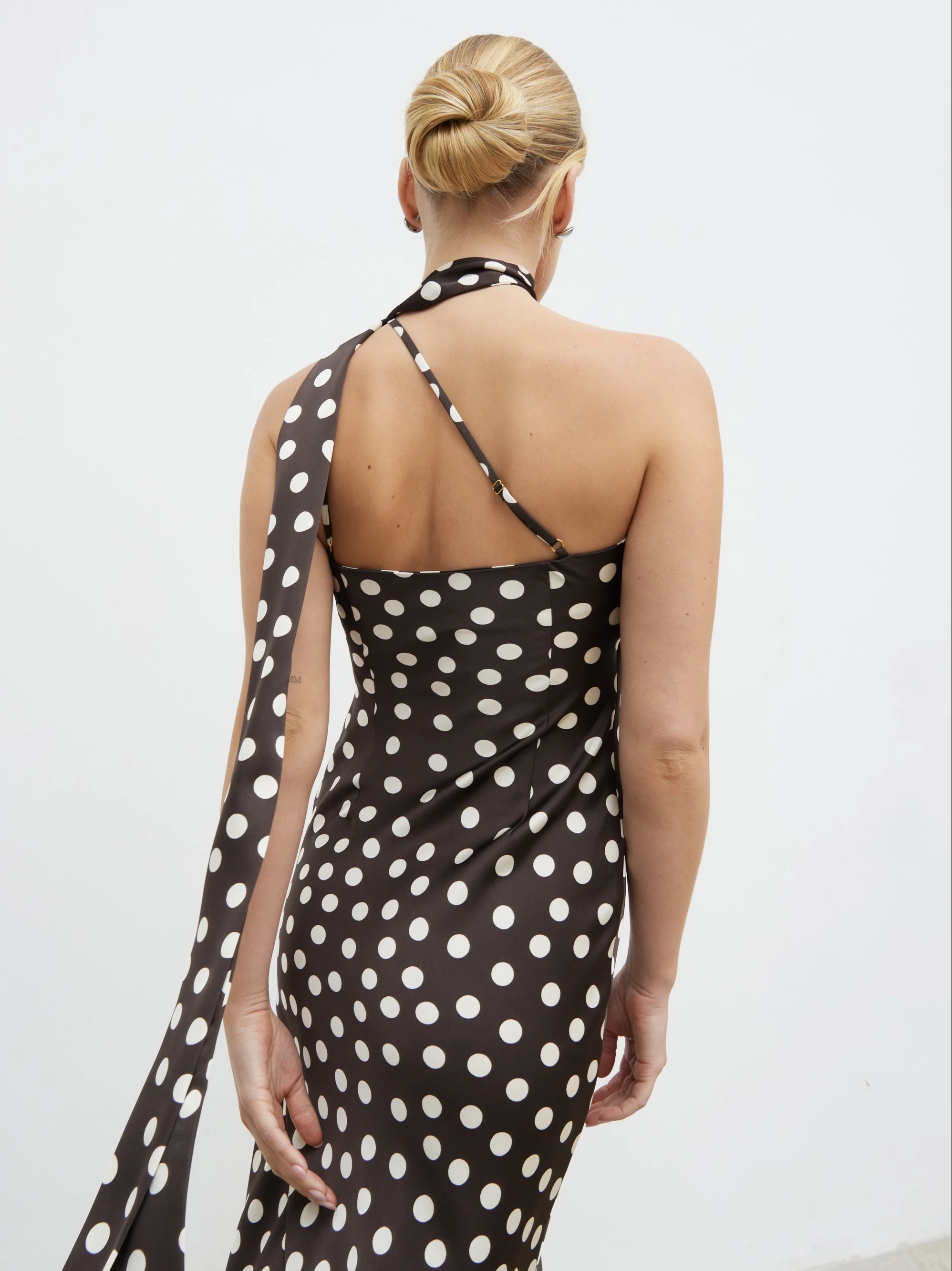 Sheree Midaxi Dress - Brown and Cream Polka Dot - Image 4