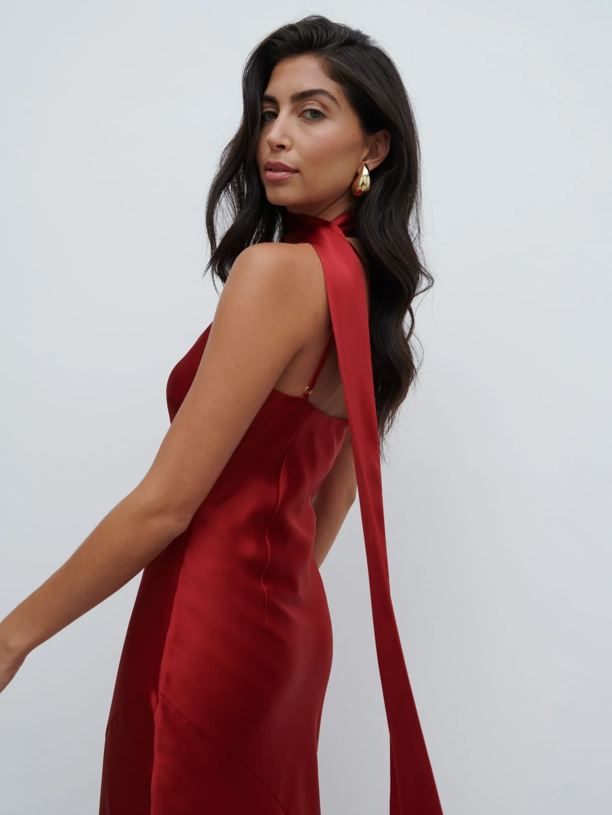 Sheree One Shoulder Sash Maxi Dress - Red - Image 2