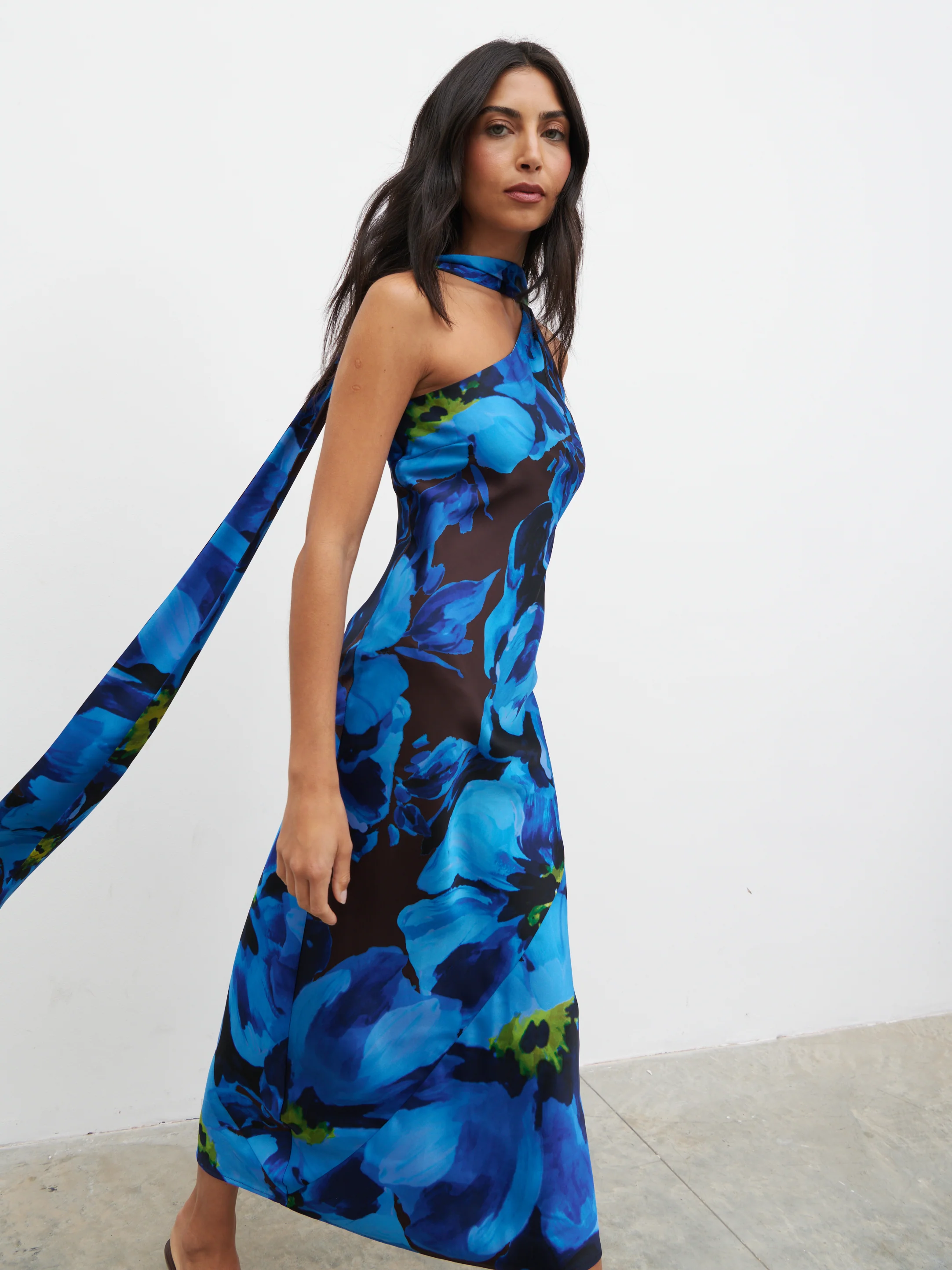 Sheree Printed Midaxi Dress - Colbalt Blue Floral - Image 2