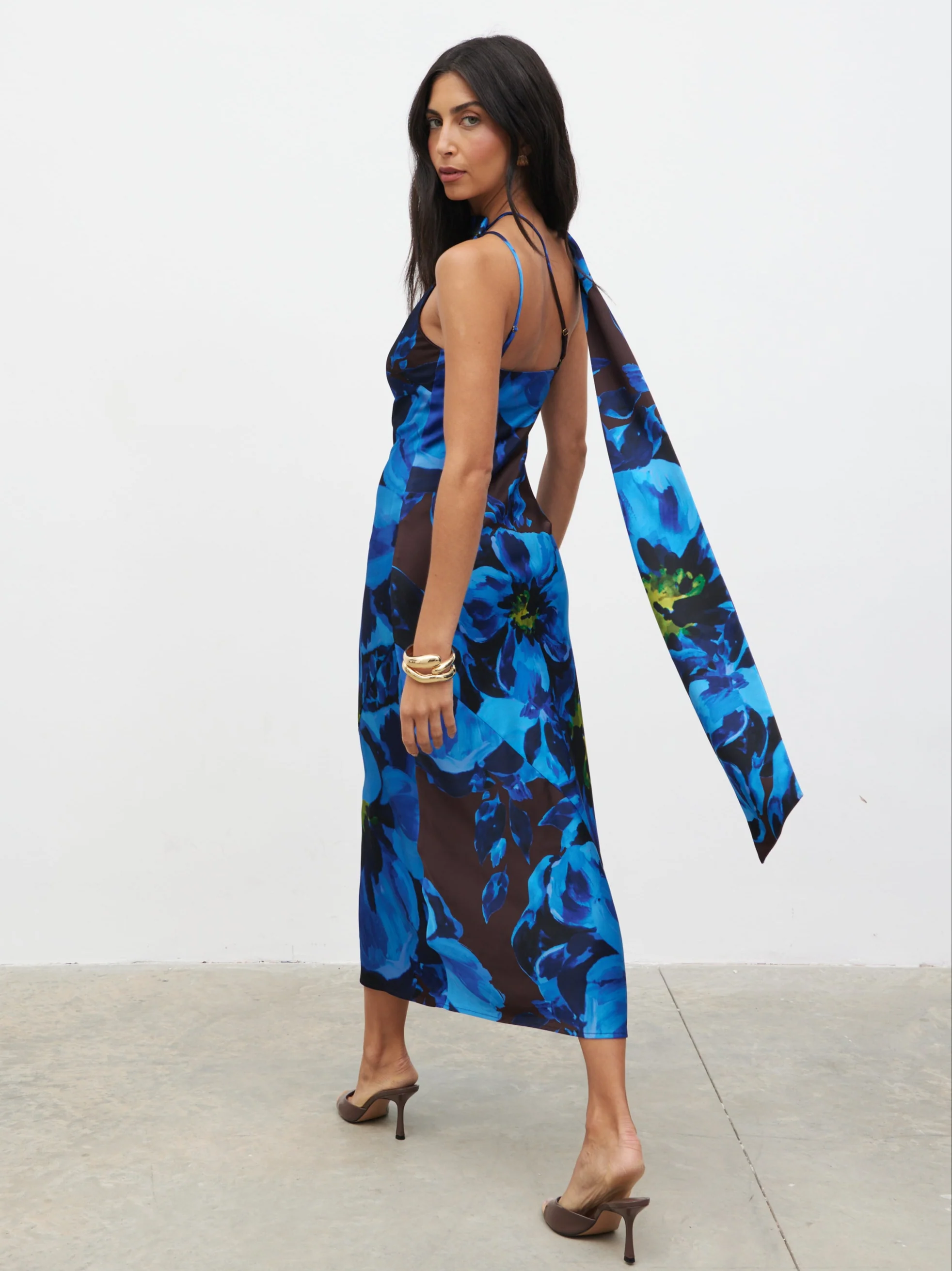 Sheree Printed Midaxi Dress - Colbalt Blue Floral - Image 3