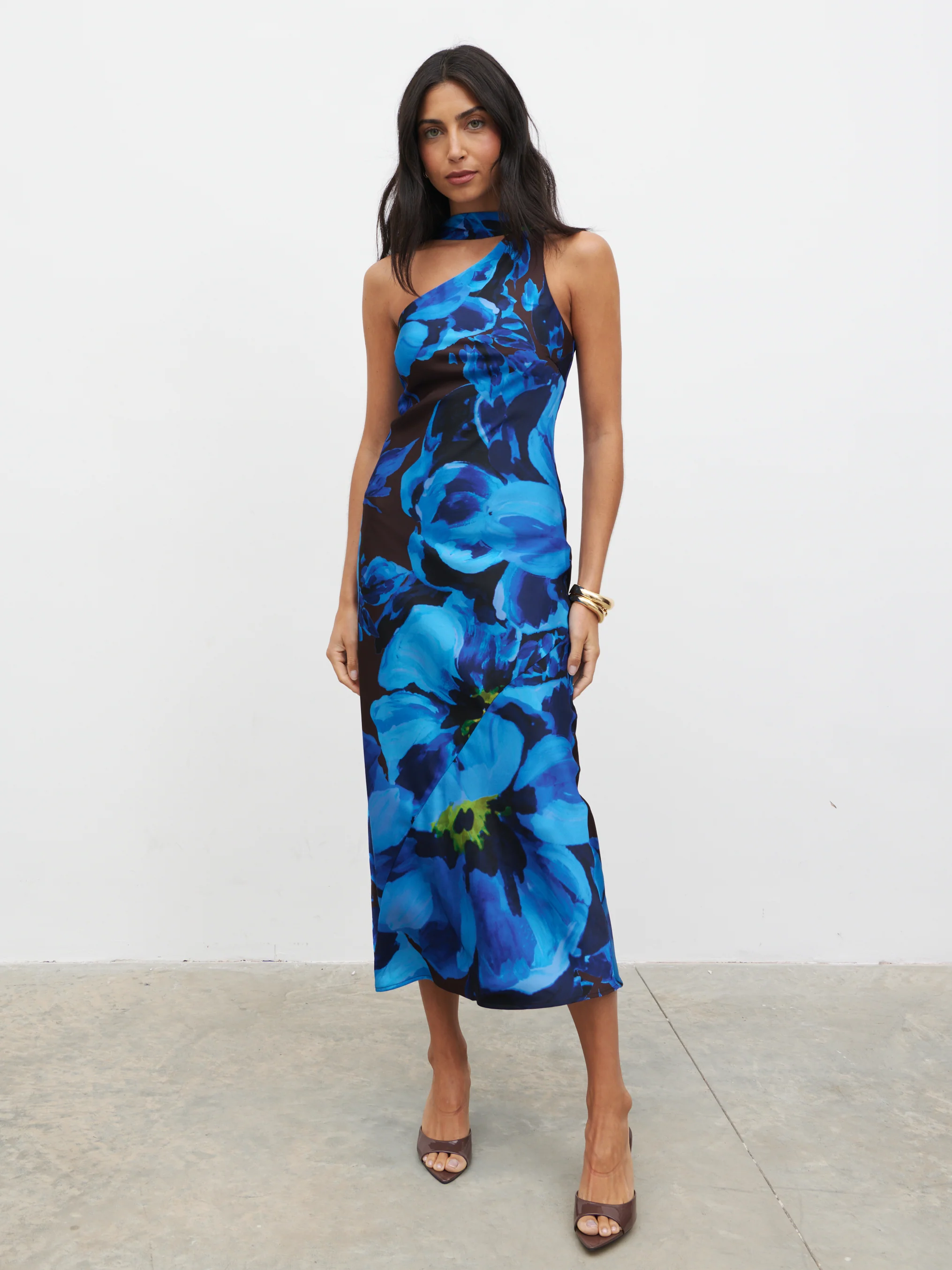 Sheree Printed Midaxi Dress - Colbalt Blue Floral - Image 5