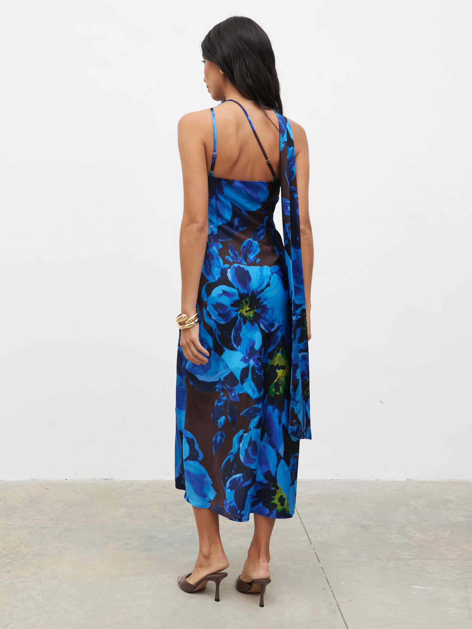 Sheree Printed Midaxi Dress - Colbalt Blue Floral - Image 6