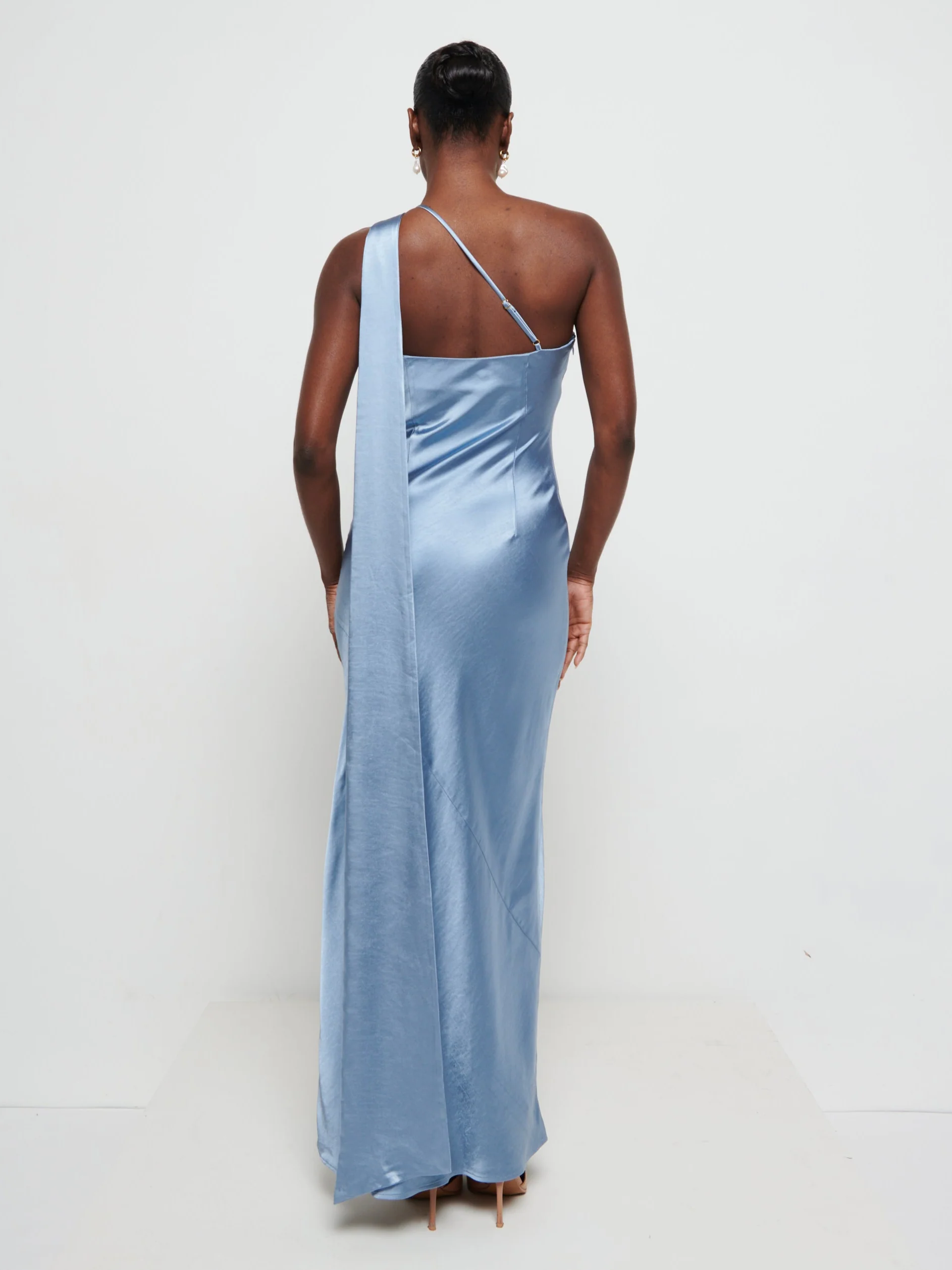 Sheree Scarf Maxi Bridesmaid Dress - Dusty Blue - Image 4