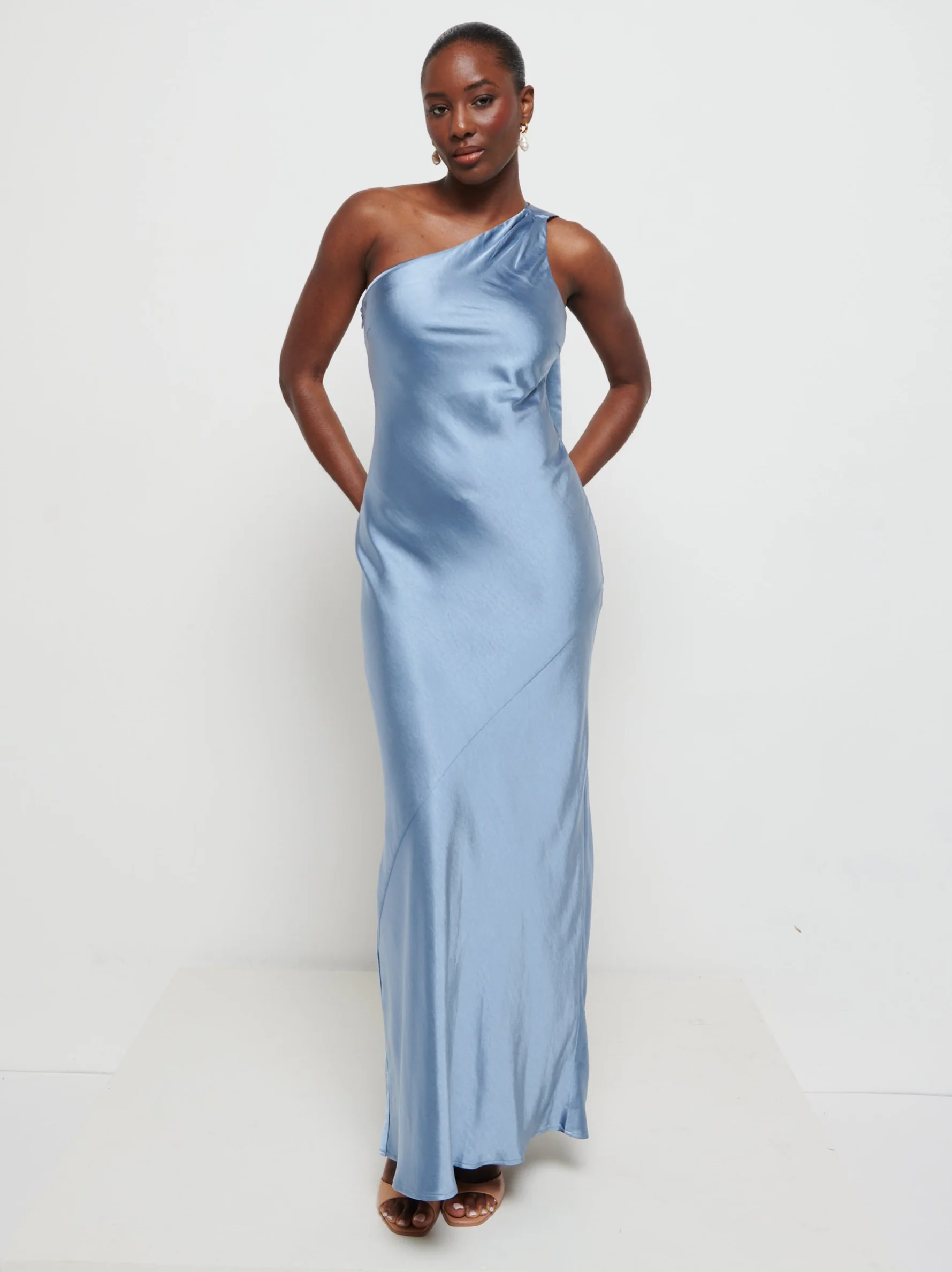 Sheree Scarf Maxi Bridesmaid Dress - Dusty Blue - Image 5