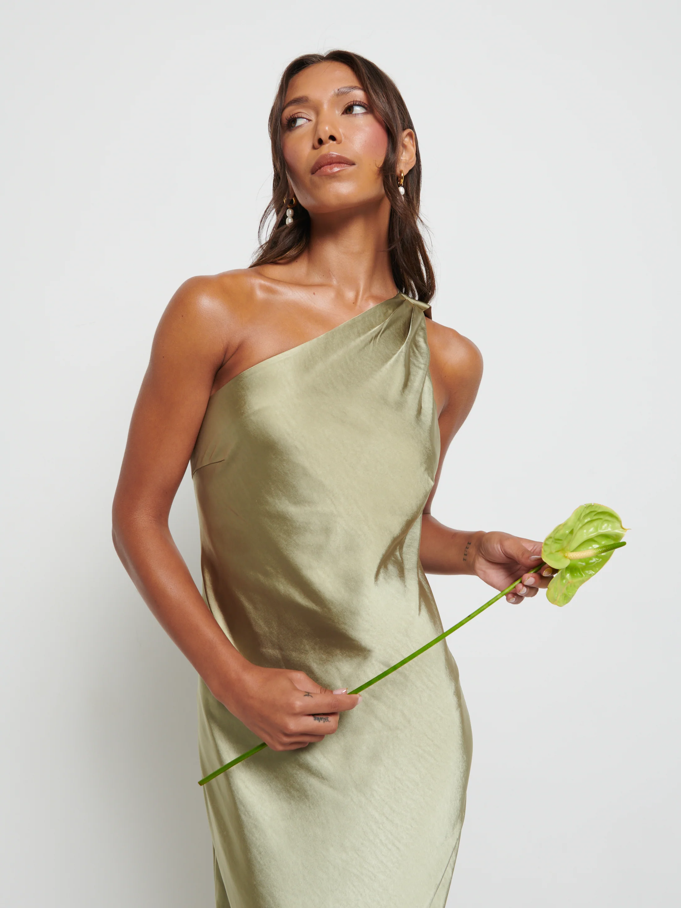Sheree Scarf Maxi Bridesmaid Dress - Olive - Image 2