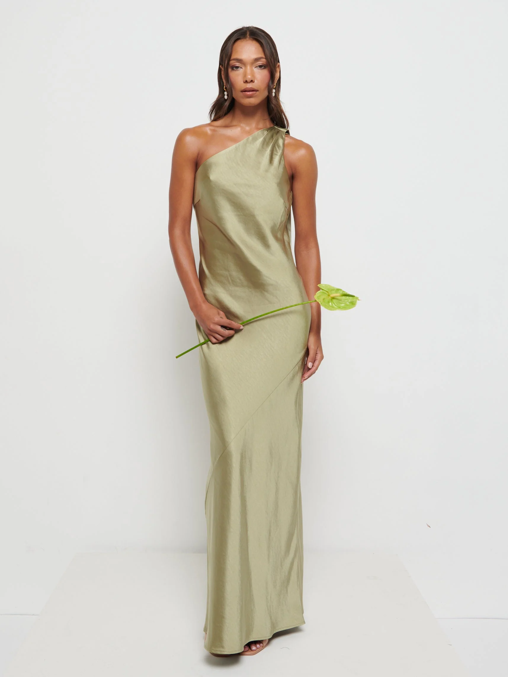 Sheree Scarf Maxi Bridesmaid Dress - Olive - Image 3