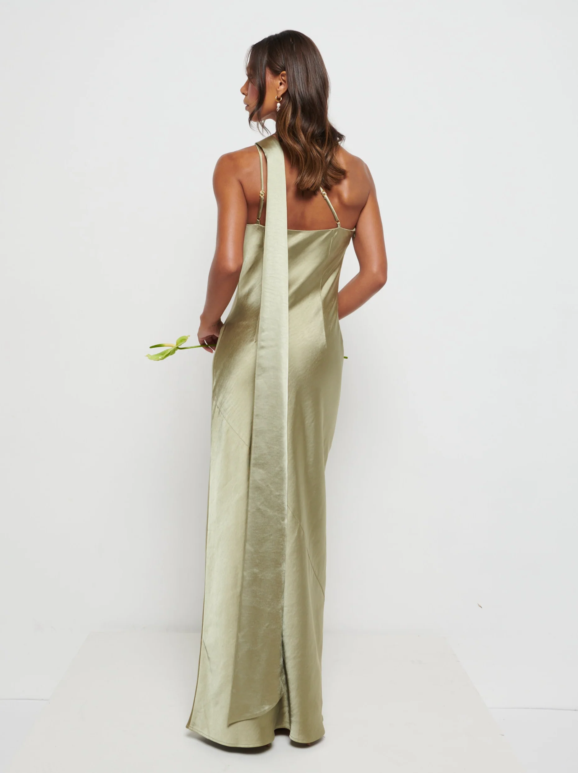 Sheree Scarf Maxi Bridesmaid Dress - Olive - Image 5