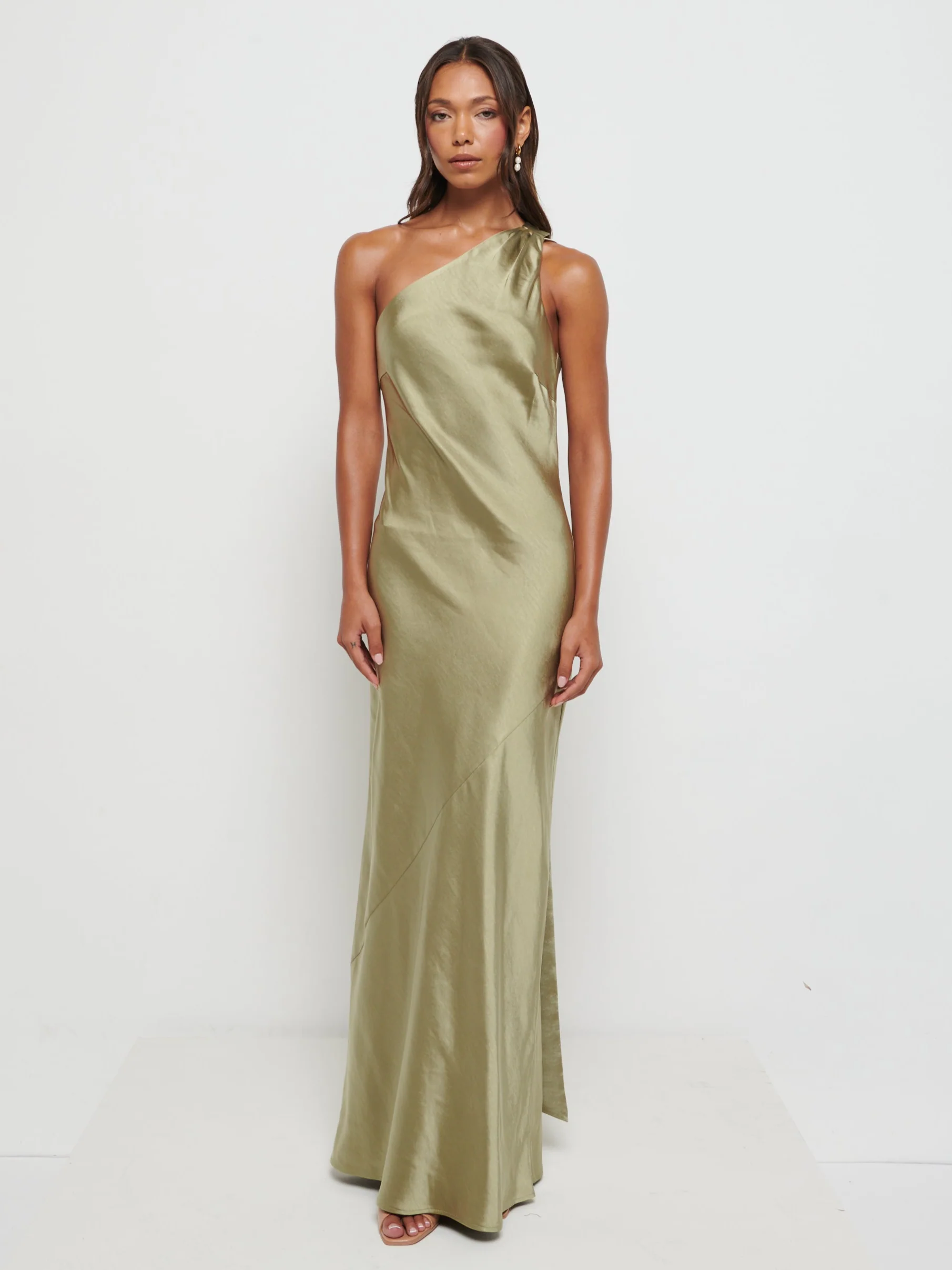 Sheree Scarf Maxi Bridesmaid Dress - Olive - Image 6
