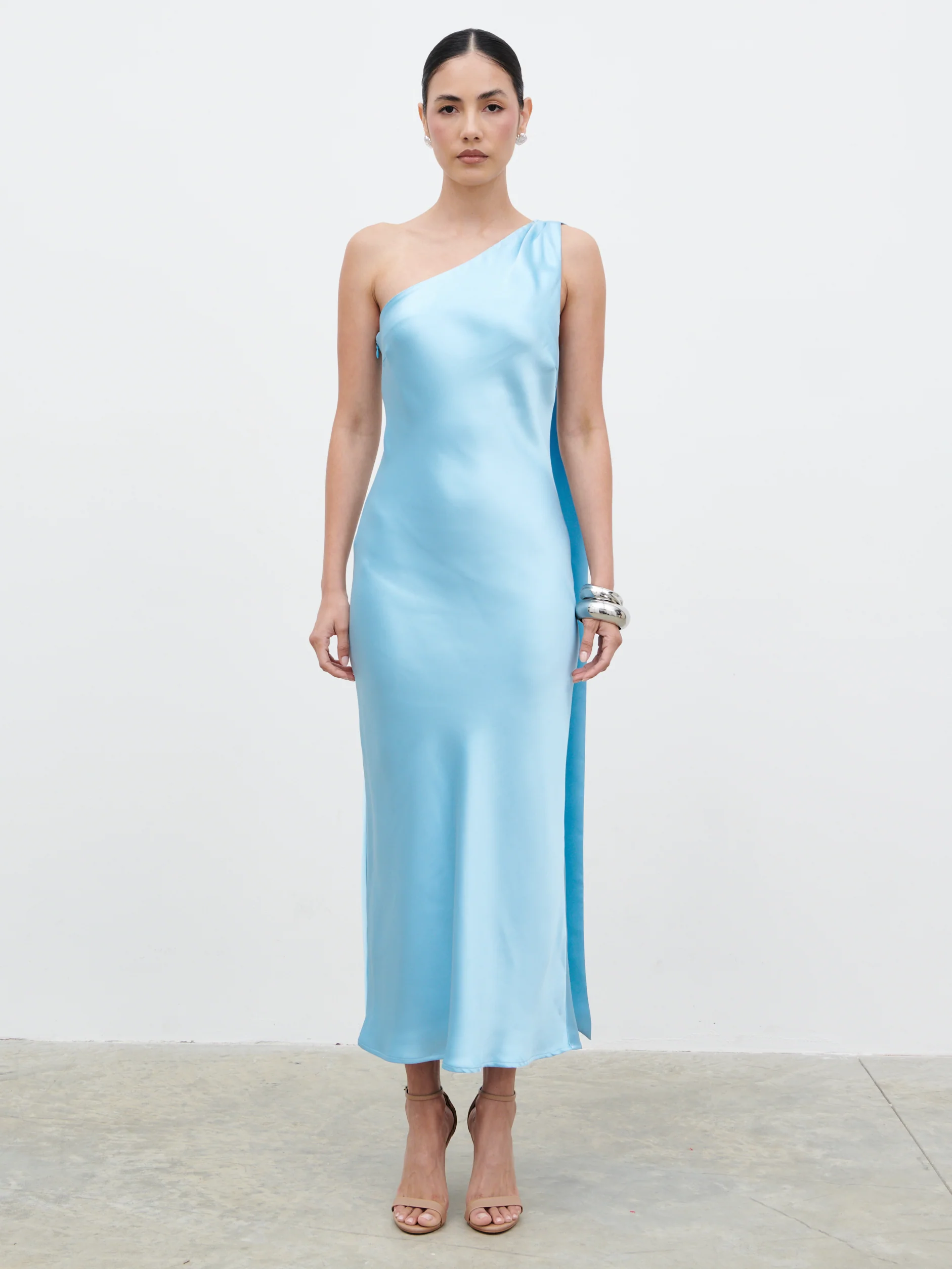 Sheree Scarf Midaxi Dress - Sky Blue - Image 4