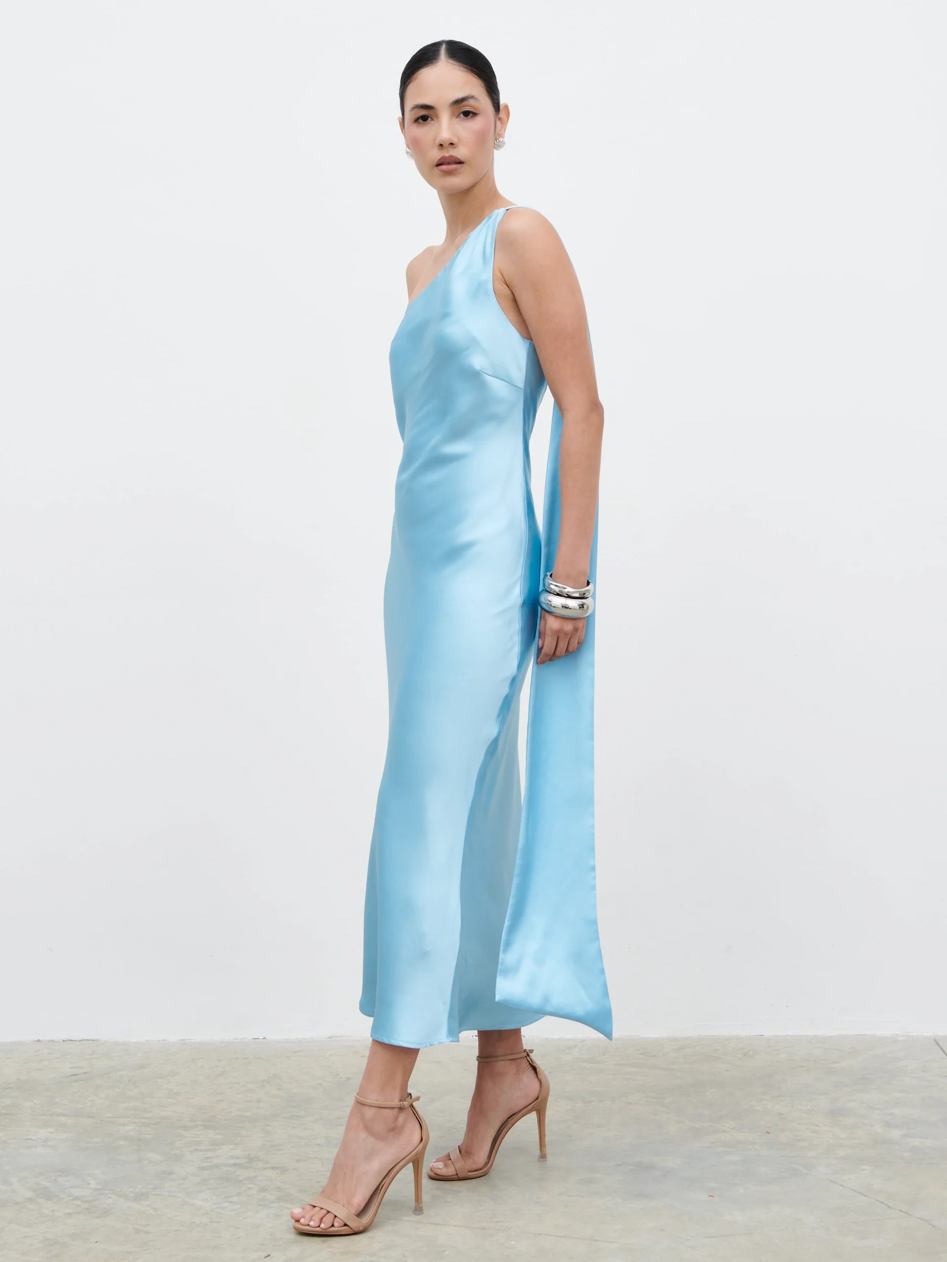 Sheree Scarf Midaxi Dress - Sky Blue - Image 5