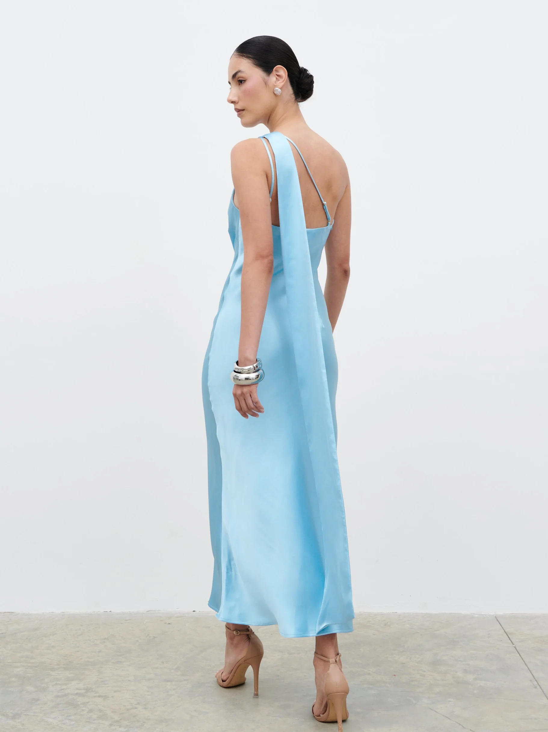 Sheree Scarf Midaxi Dress - Sky Blue - Image 7