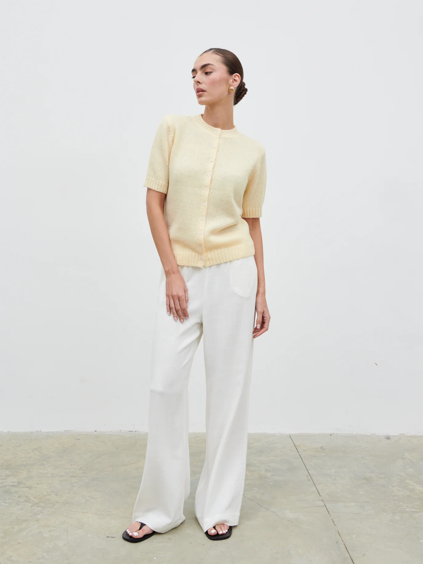 Shilou Button Up Knit Top - Butter Lemon - Image 3