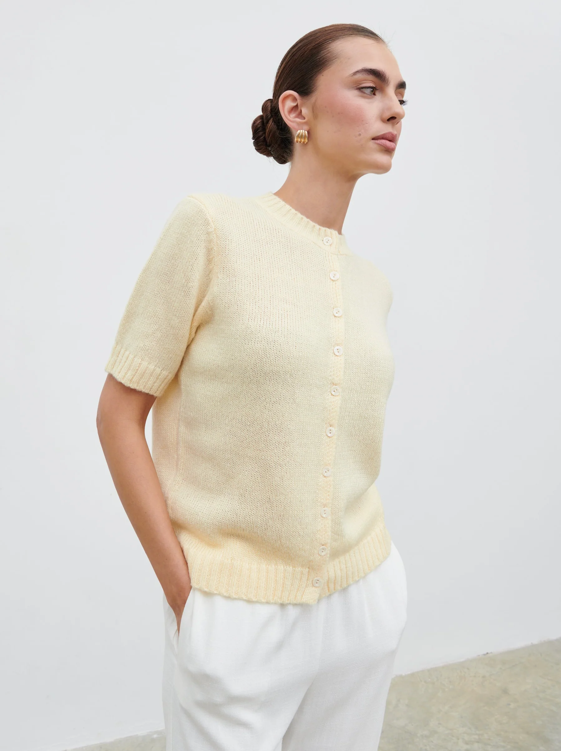 Shilou Button Up Knit Top - Butter Lemon - Image 4